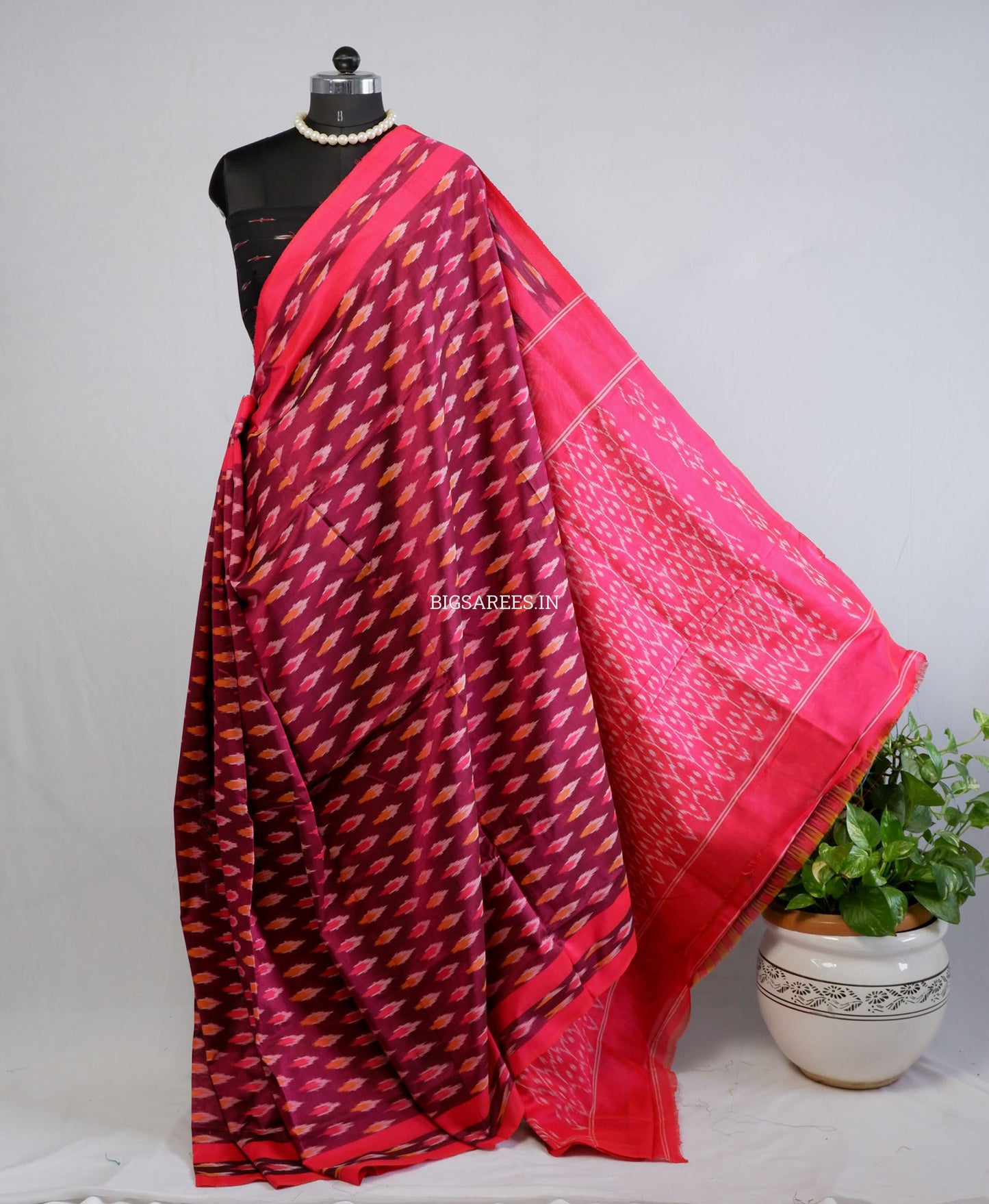 Pochampally Ikat Saree | Mercerised Cotton | Red