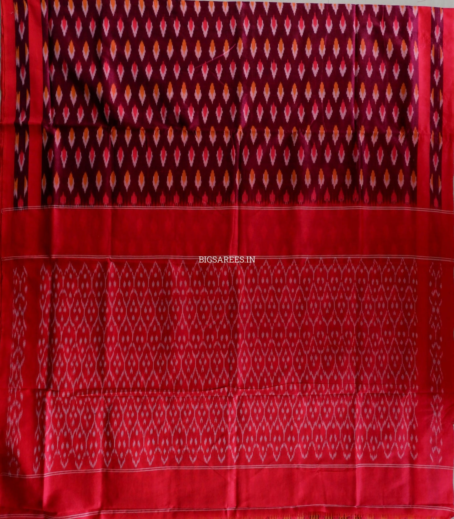 Pochampally Ikat Saree | Mercerised Cotton | Red