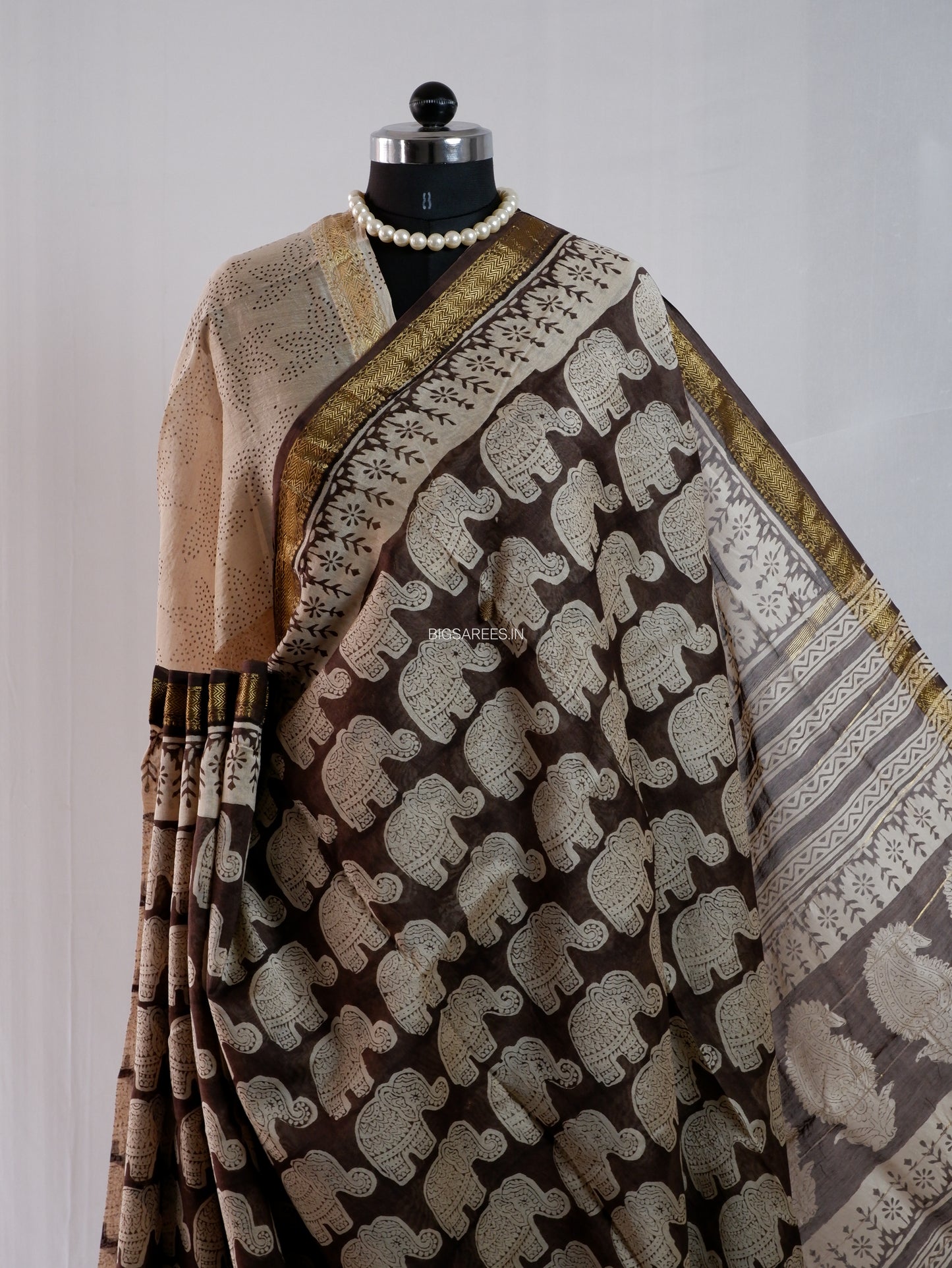 Hand Block Print Saree | Maheshwari Silk |