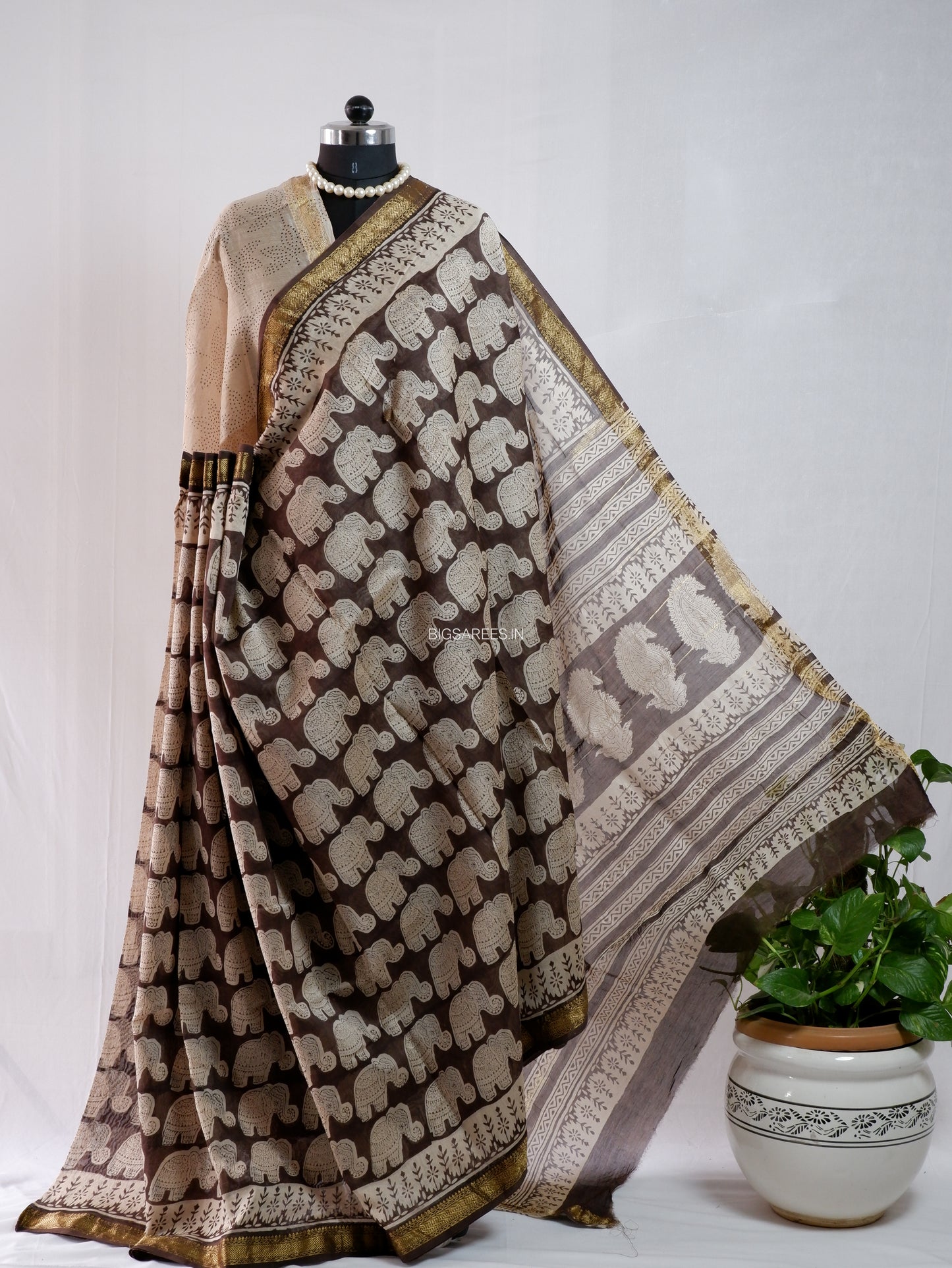 Hand Block Print Saree | Maheshwari Silk |