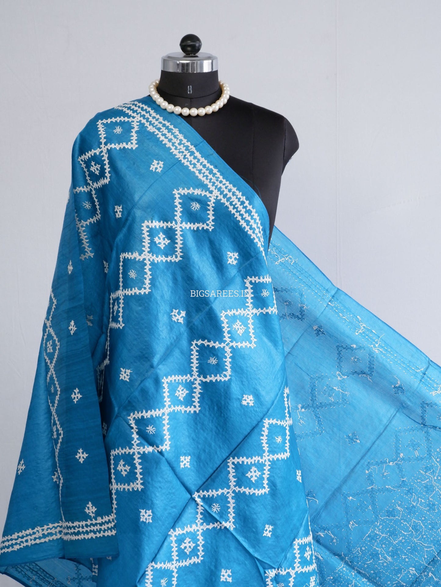 Kutchi Work Dupatta | Tussar Silk | Blue