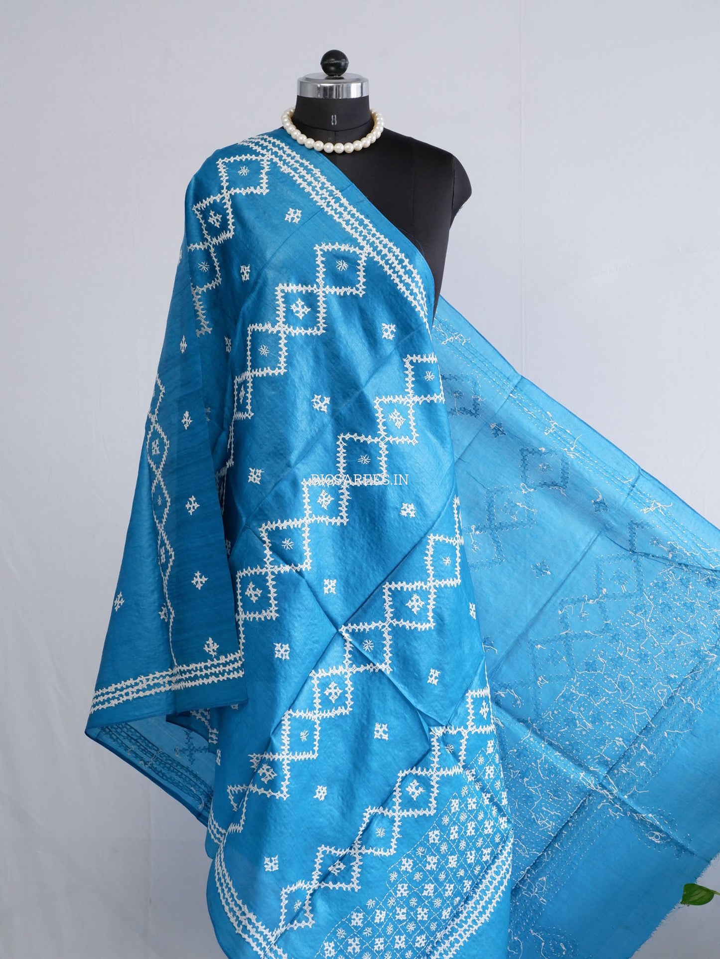 Kutchi Work Dupatta | Tussar Silk | Blue