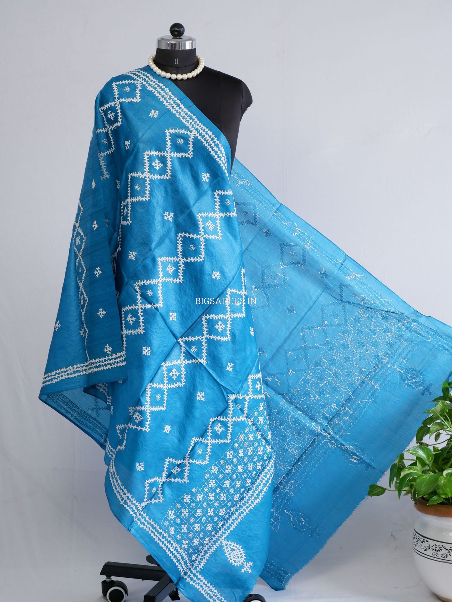 Kutchi Work Dupatta | Tussar Silk | Blue