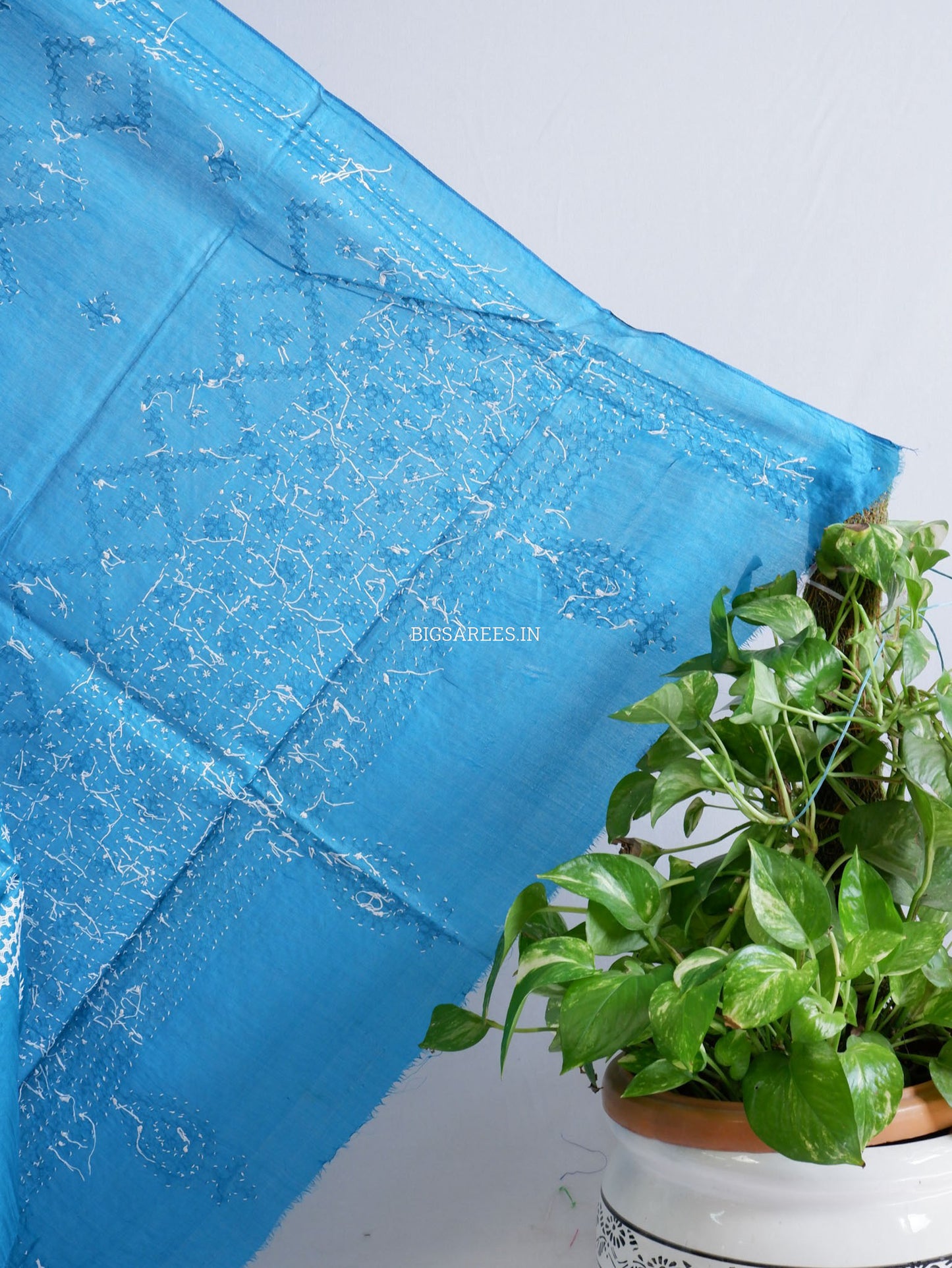 Kutchi Work Dupatta | Tussar Silk | Blue