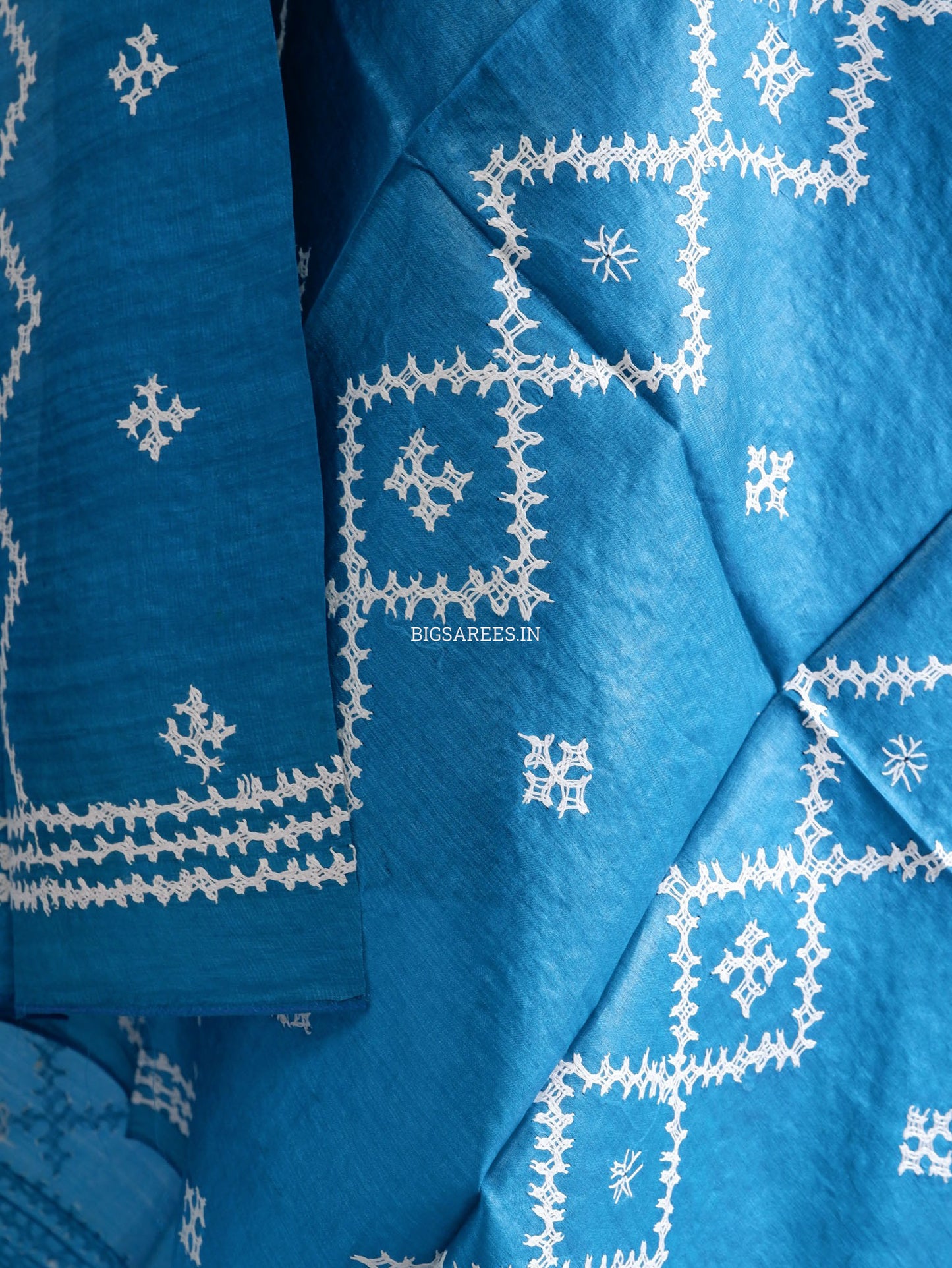Kutchi Work Dupatta | Tussar Silk | Blue