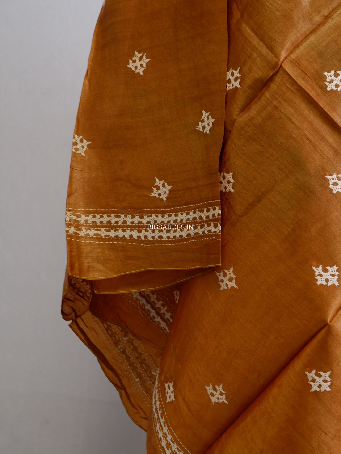 Kutchi Work Dupatta | Tussar Silk | Burnt Orange