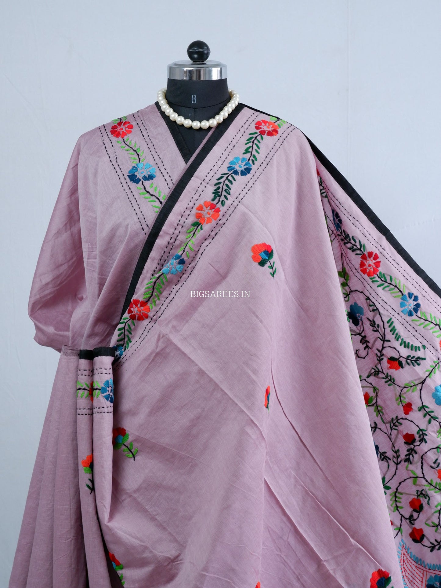 Phulkari Hand-Embroidered Saree | Chanderi Silk | Lilac