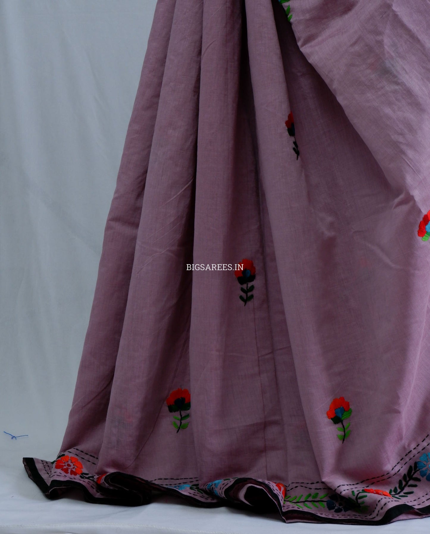 Phulkari Hand-Embroidered Saree | Chanderi Silk | Lilac