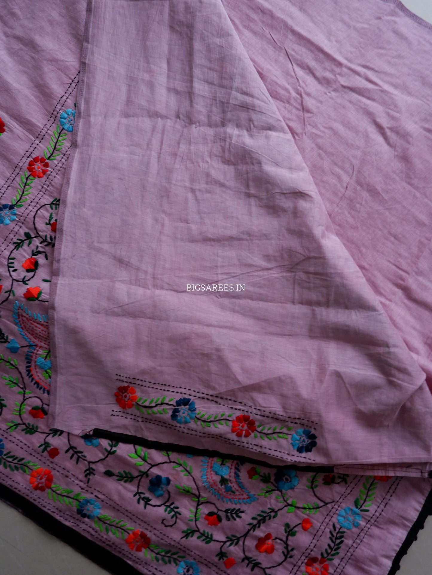 Phulkari Hand-Embroidered Saree | Chanderi Silk | Lilac
