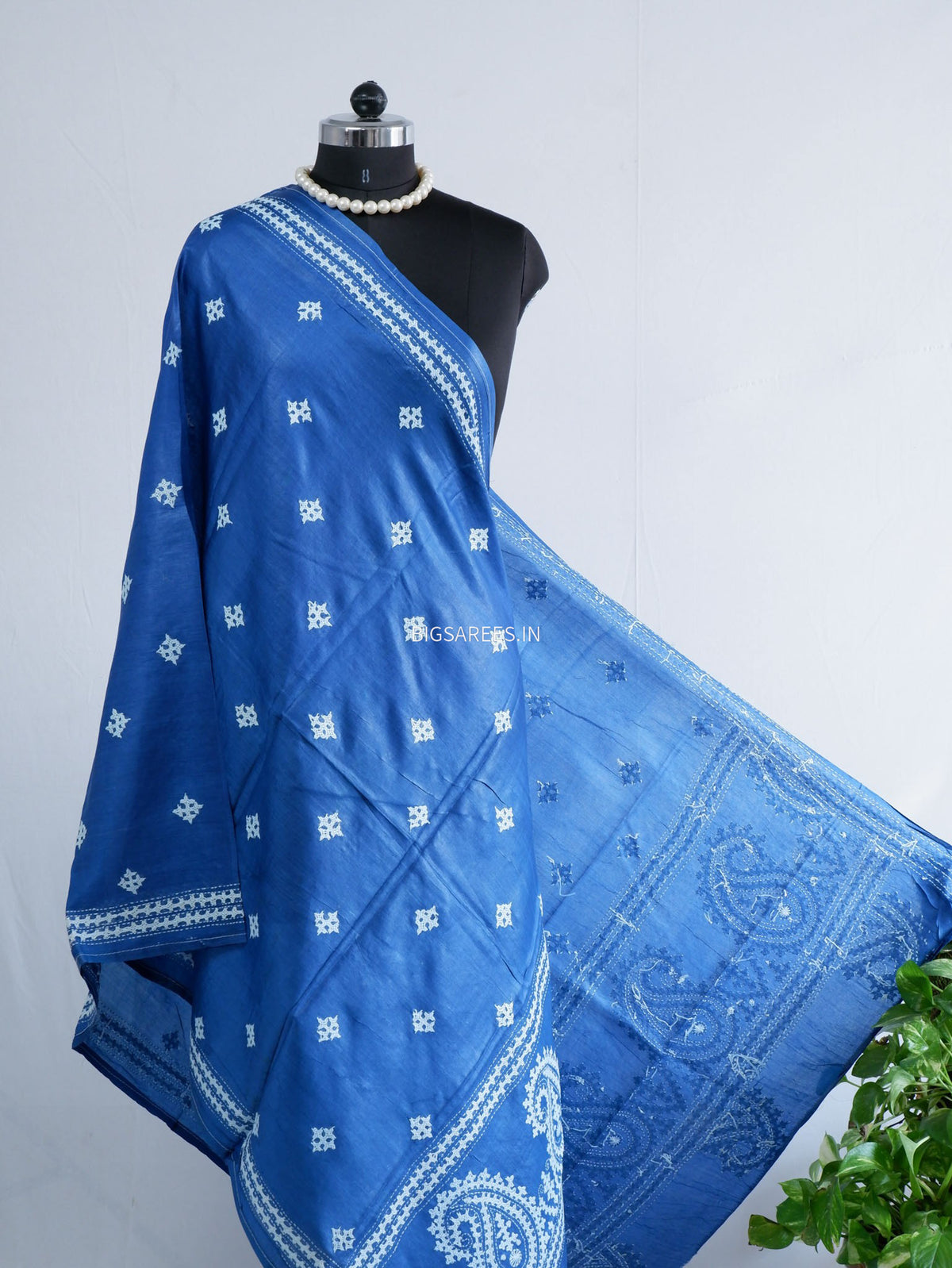Kutchi Work Dupatta | Tussar Silk | Blue