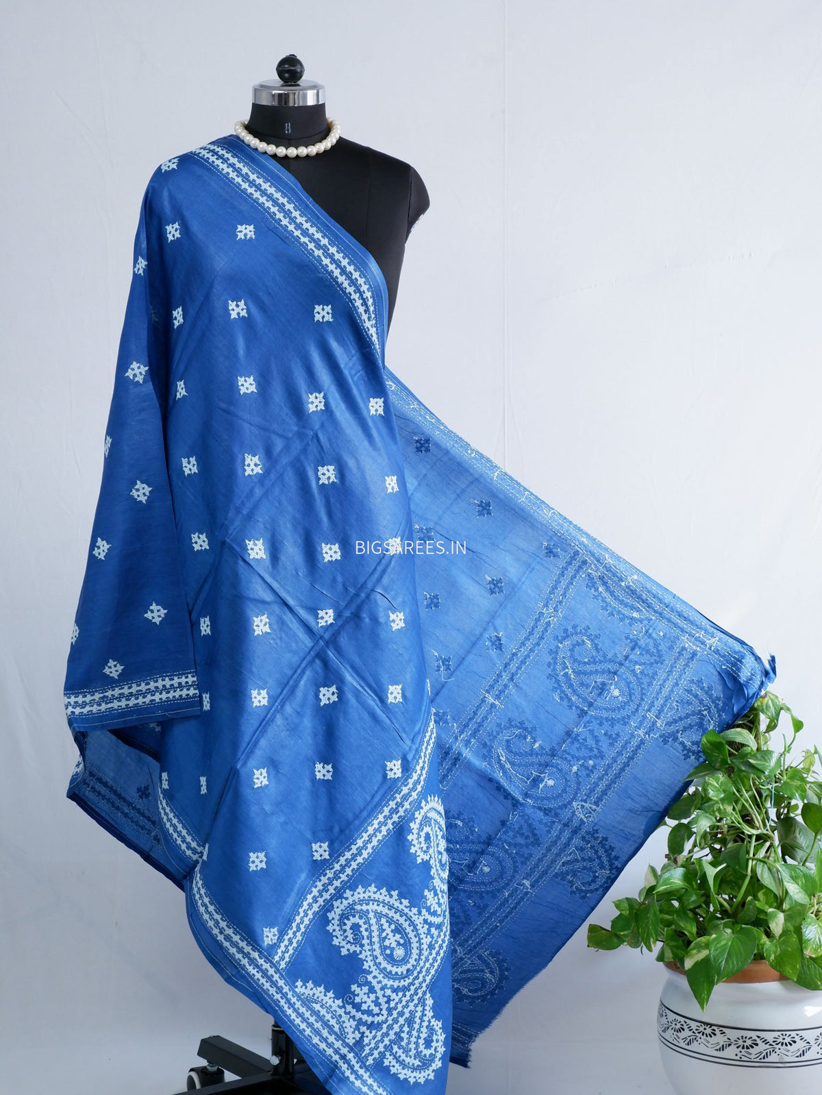 Kutchi Work Dupatta | Tussar Silk | Blue