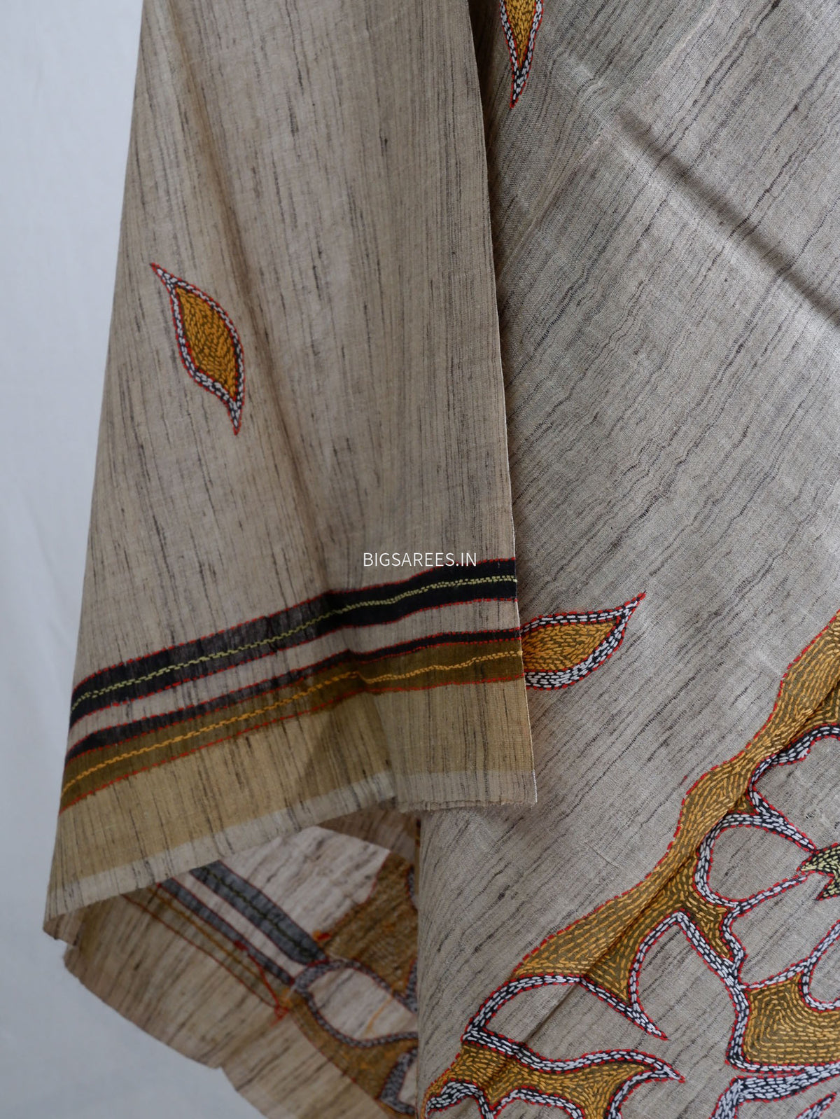 Kantha Hand-Embroidered Dupatta | Tussar Silk |