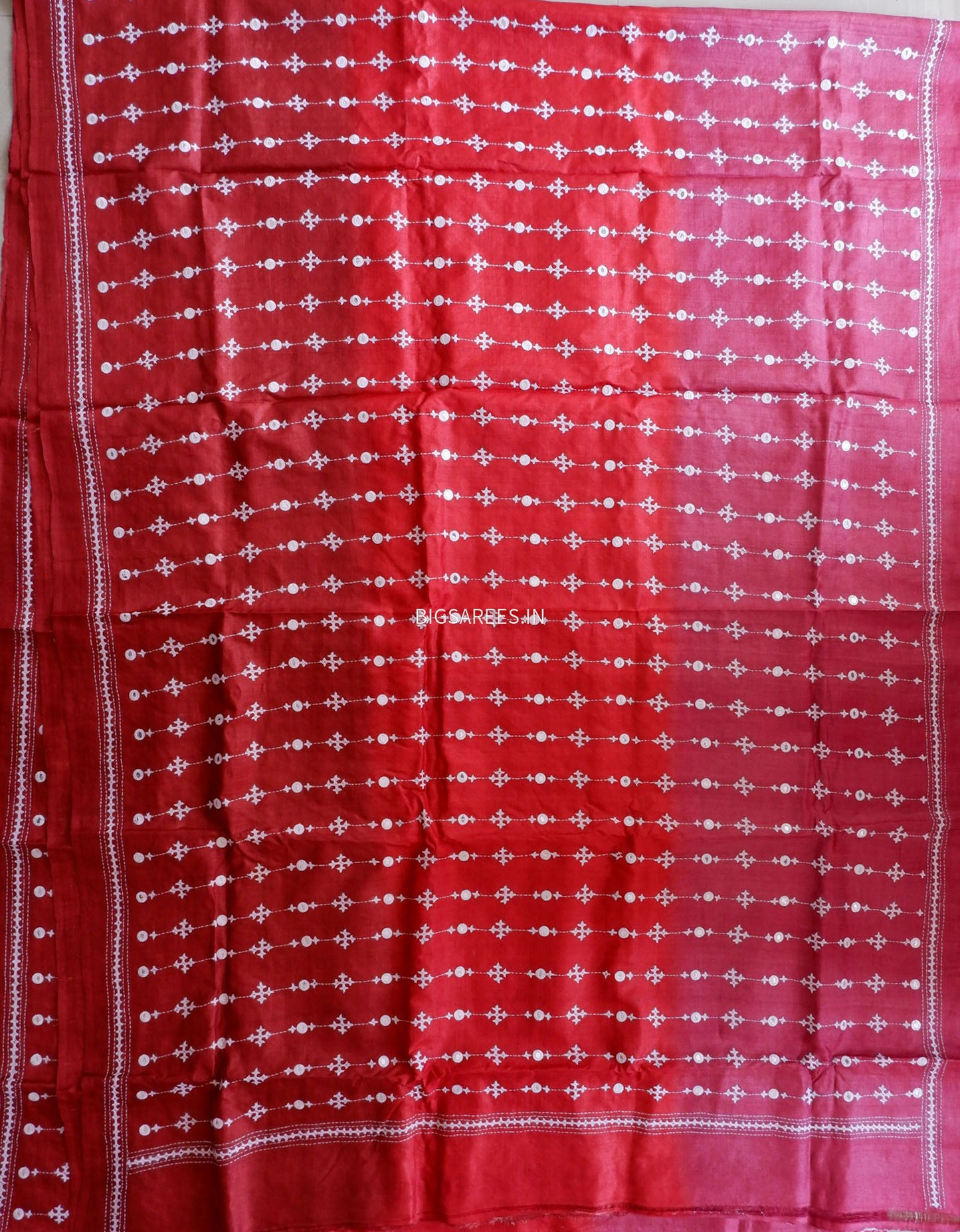 Kutchi Hand Embroidered Saree | Pure Tassar Silk | Silk Marked | Red
