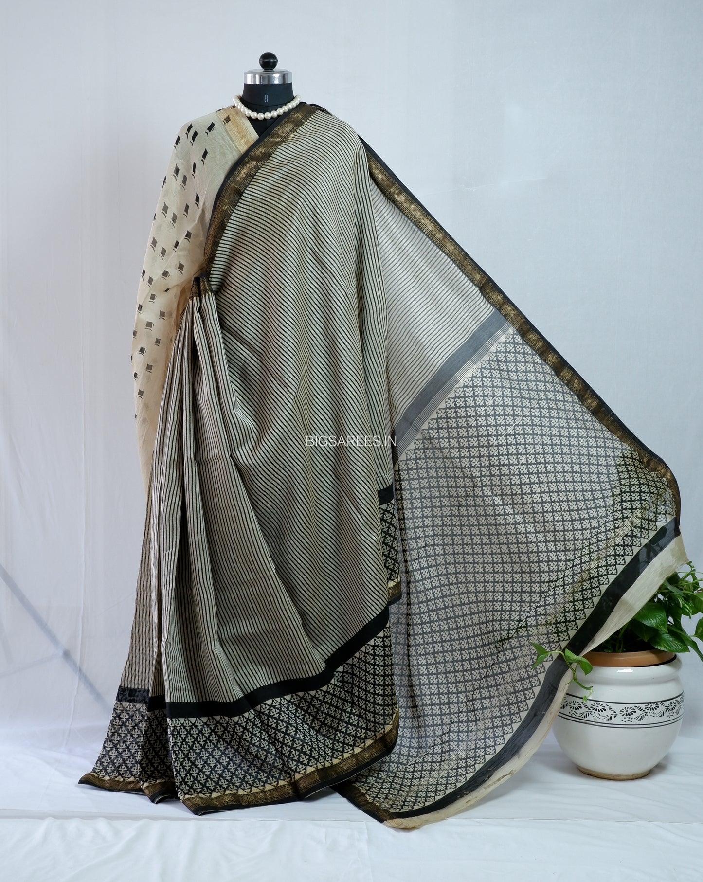 Hand Block Print Saree | Maheshwari Silk |