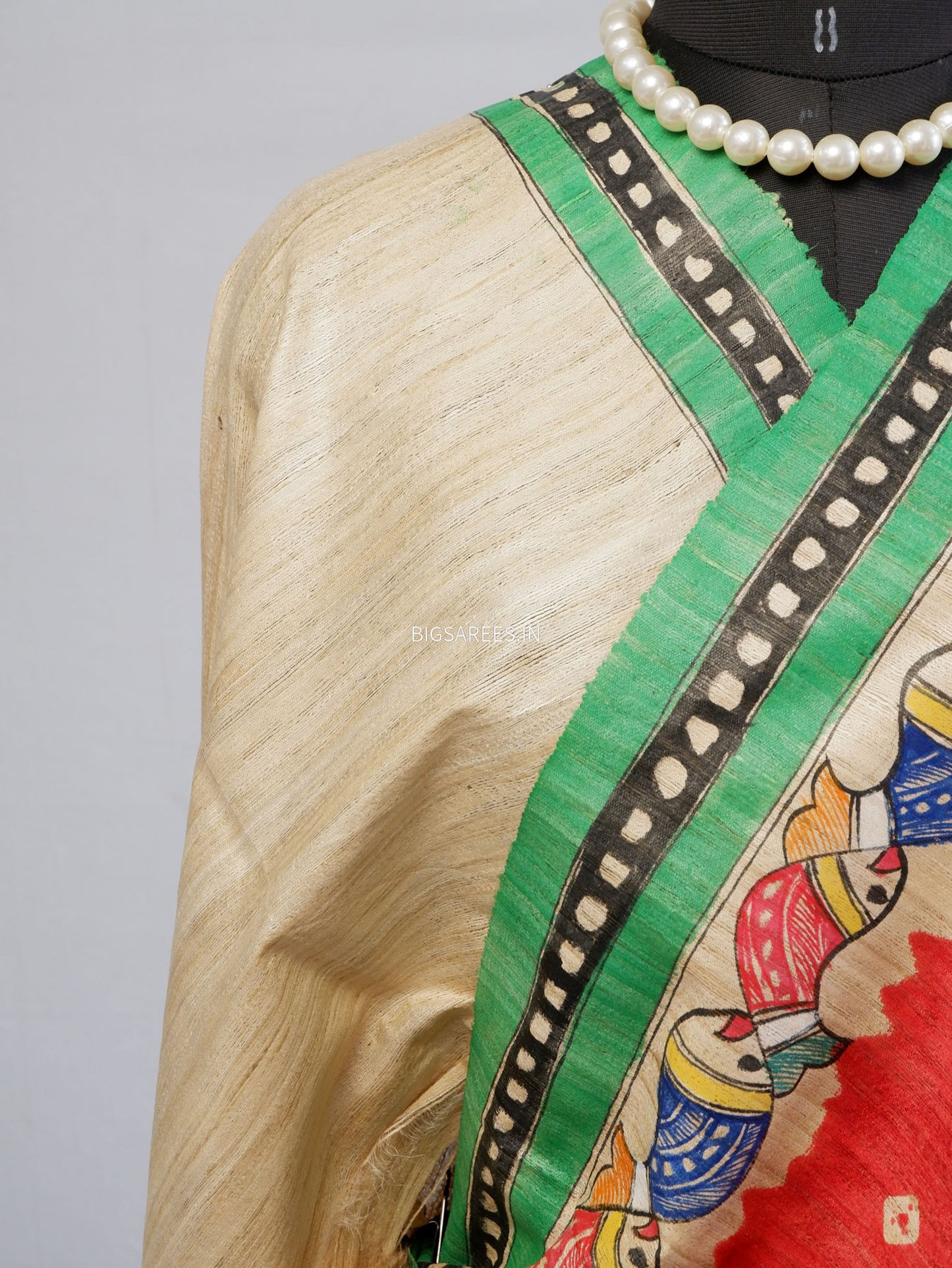 Handcrafted Madhubani Saree | Pure Tussar Ghicha Silk | Silk Mark Certified | Red