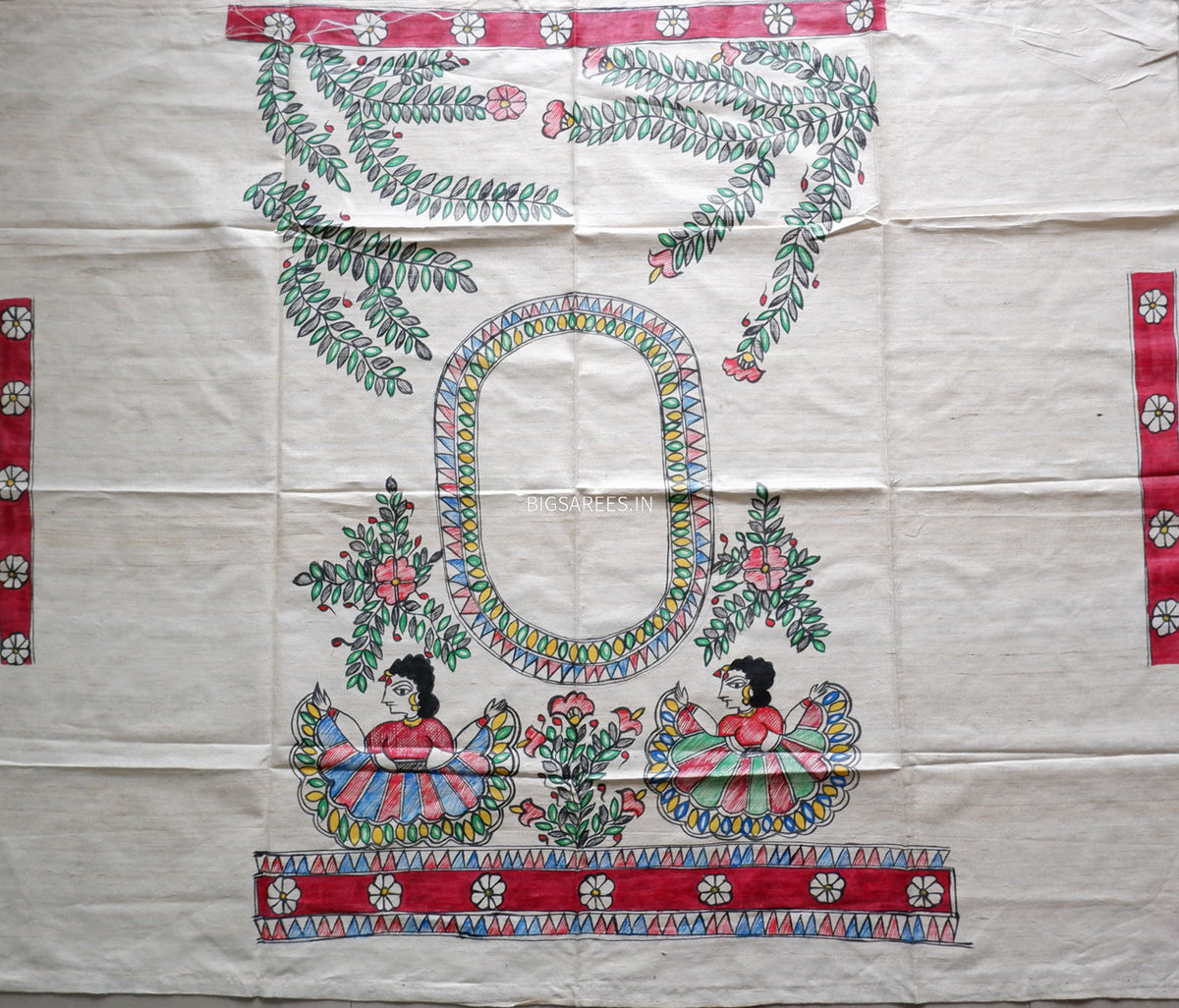 Handcrafted Madhubani Saree | Pure Tussar Ghicha Silk | Silk Mark Certified | Blue