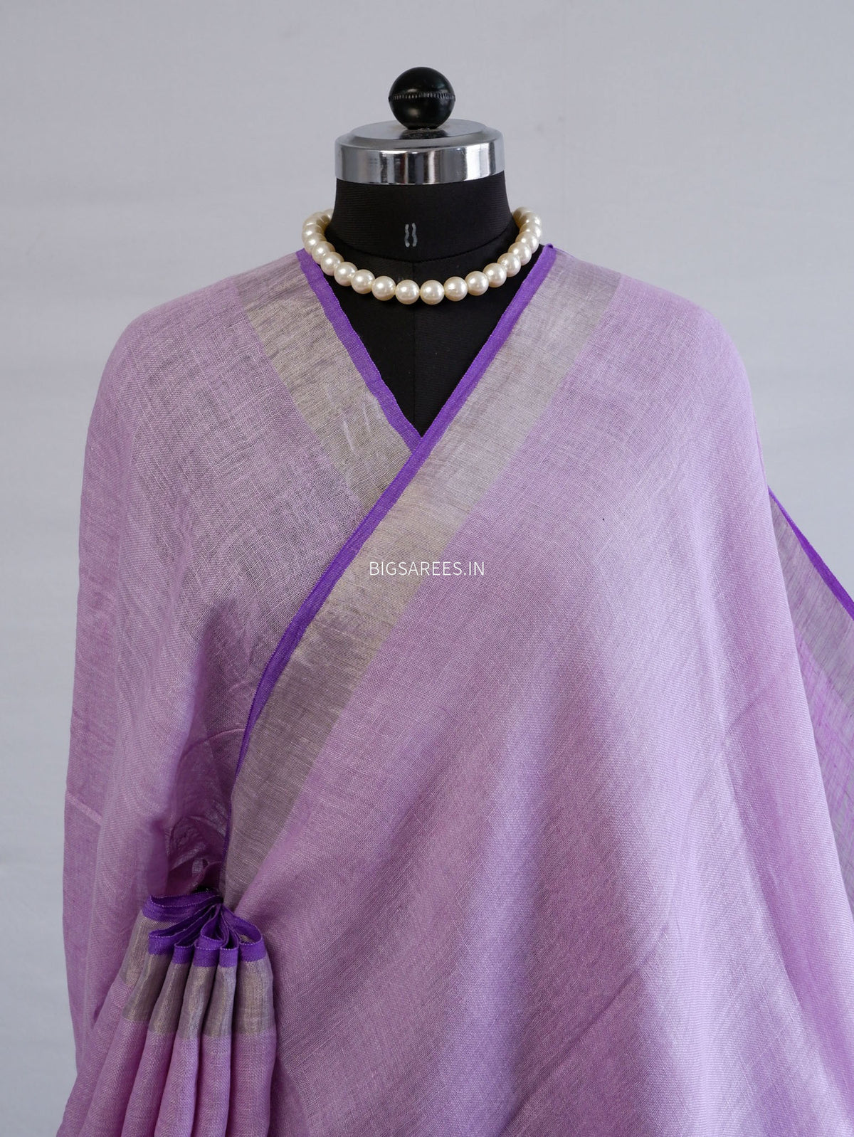 Pure Jayshree Linen Saree | Plain | Lavendar