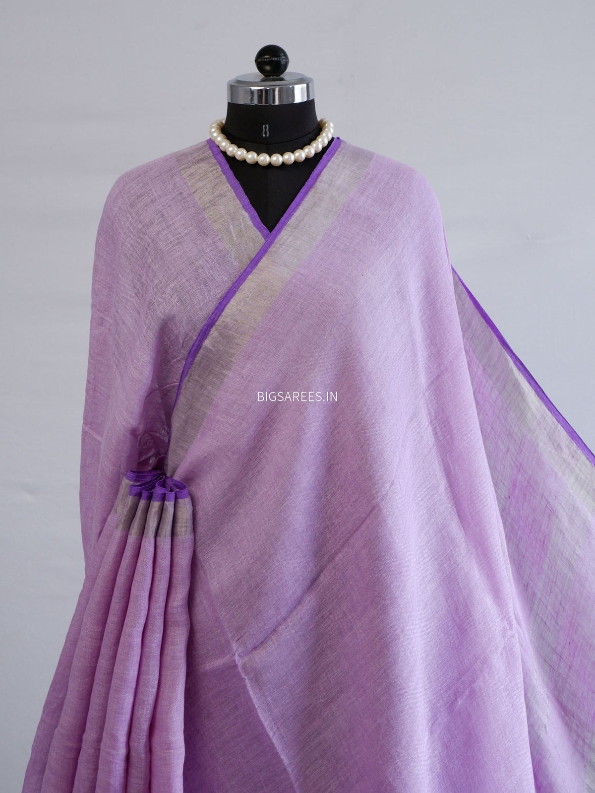Pure Jayshree Linen Saree | Plain | Lavendar