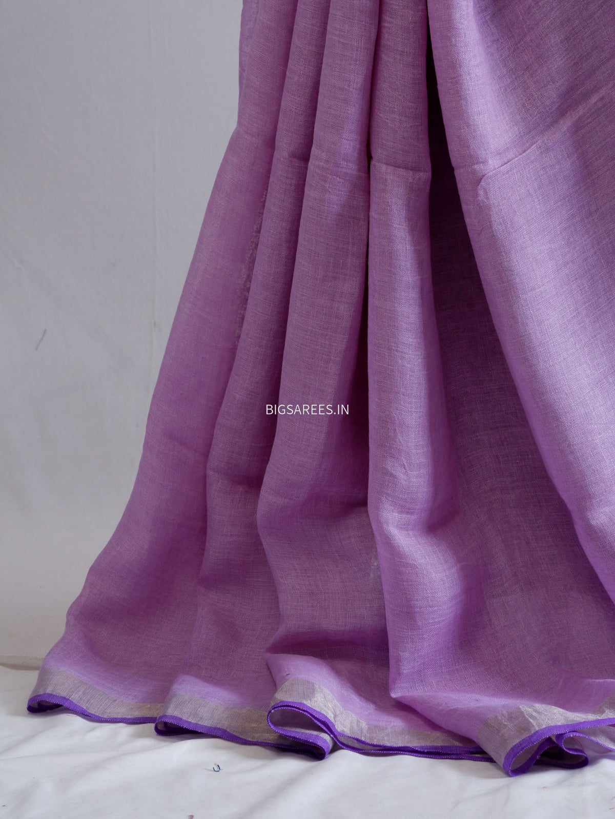 Pure Jayshree Linen Saree | Plain | Lavendar
