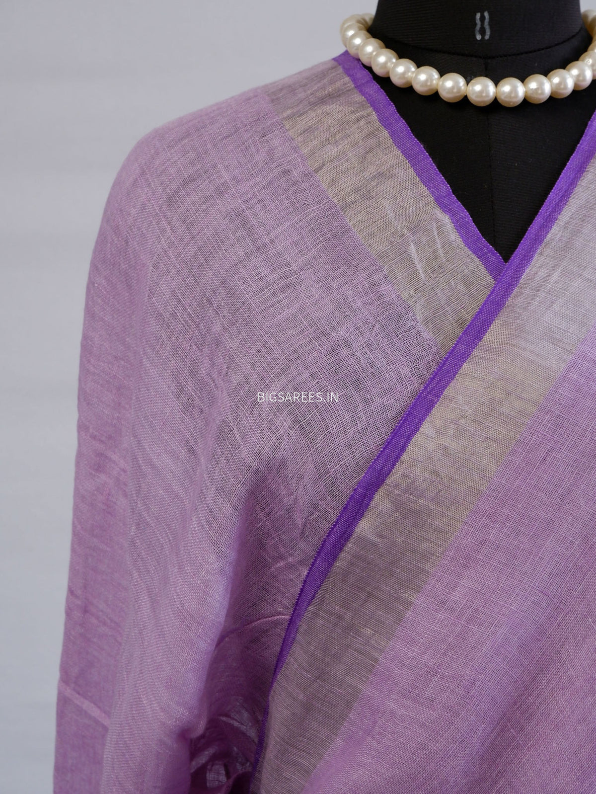 Pure Jayshree Linen Saree | Plain | Lavendar