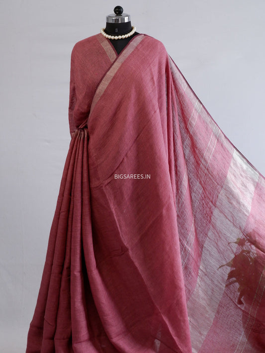 Pure Jayshree Linen Saree | Plain | Muted Purple