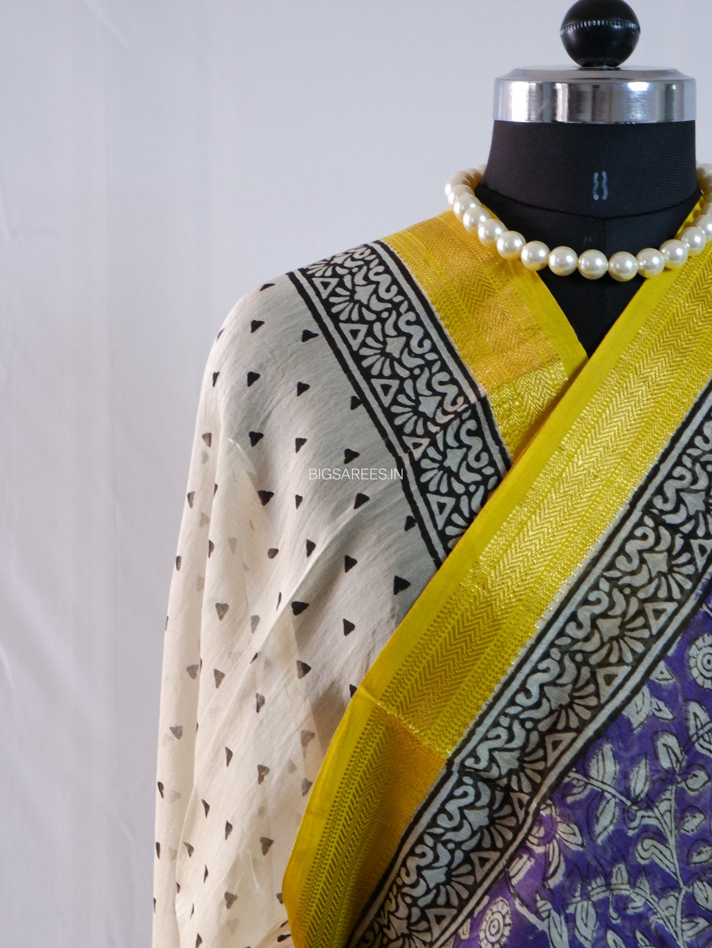 Hand Block Print Saree | Maheshwari Silk | Violet