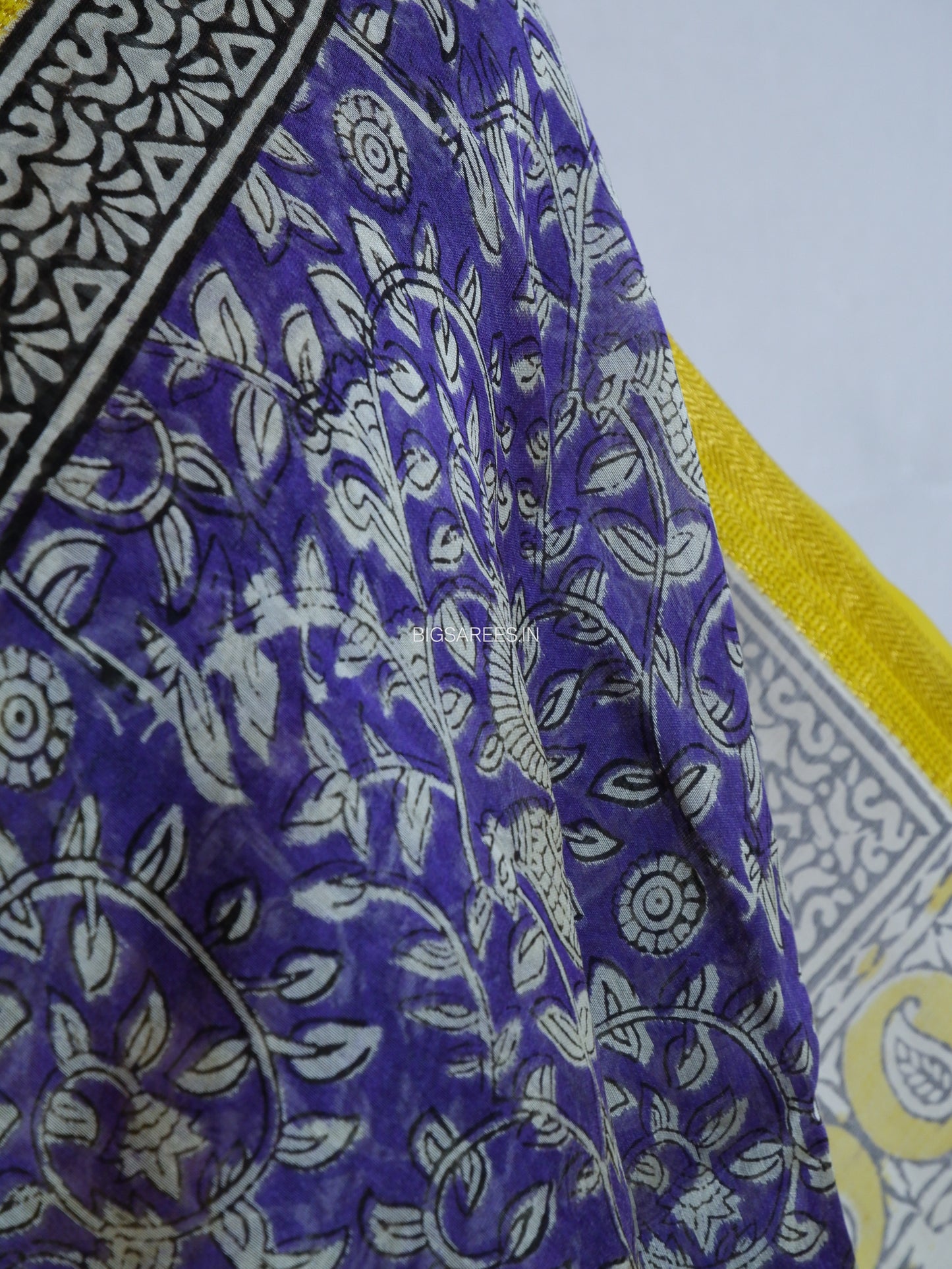 Hand Block Print Saree | Maheshwari Silk | Violet