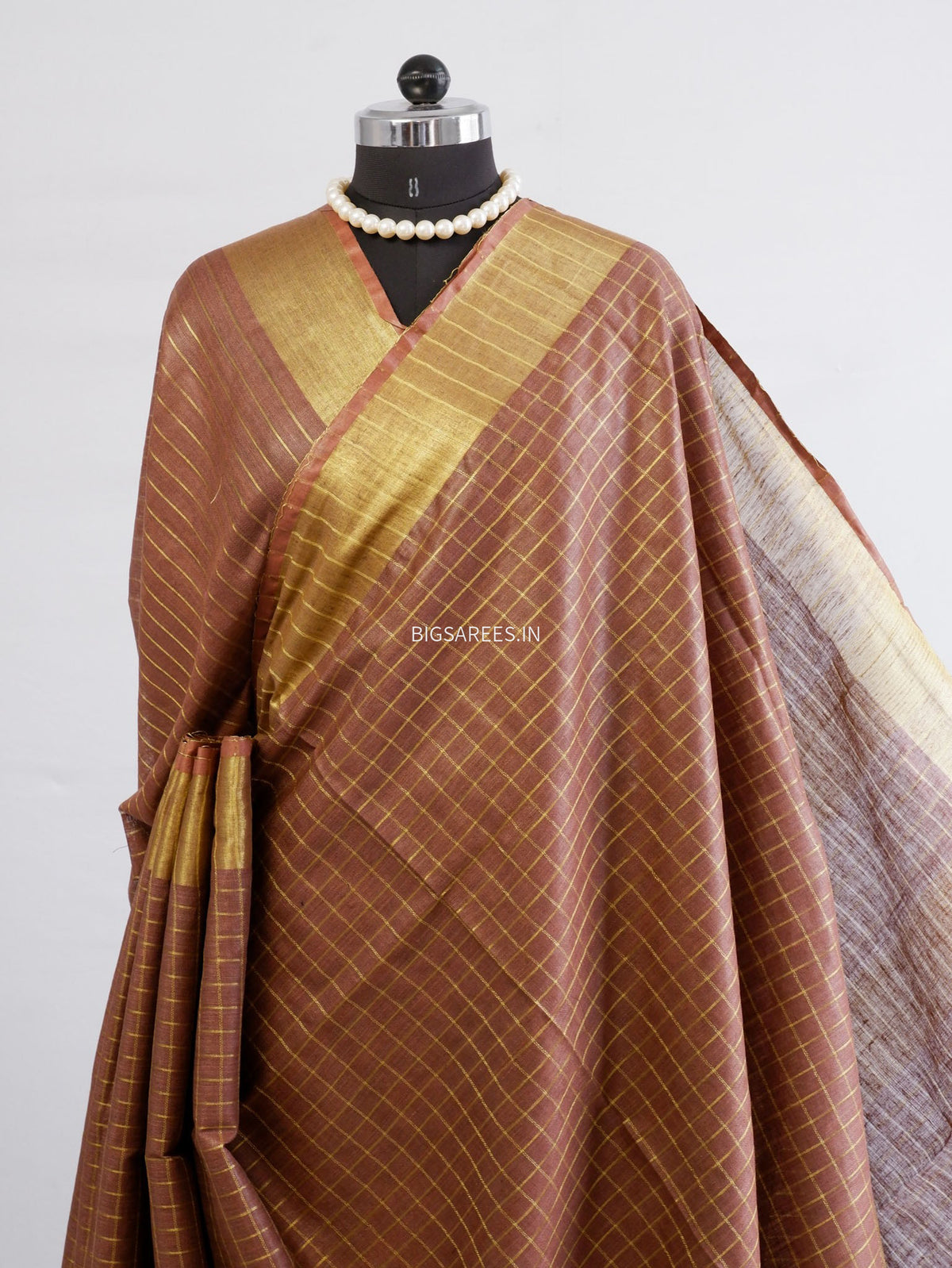 Slub Linen Saree with Blouse | Brown