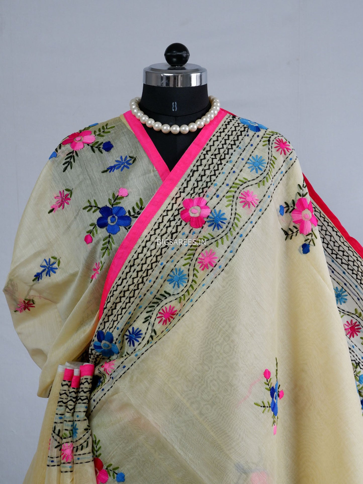 Phulkari Hand-Embroidered Saree | Chanderi Silk |