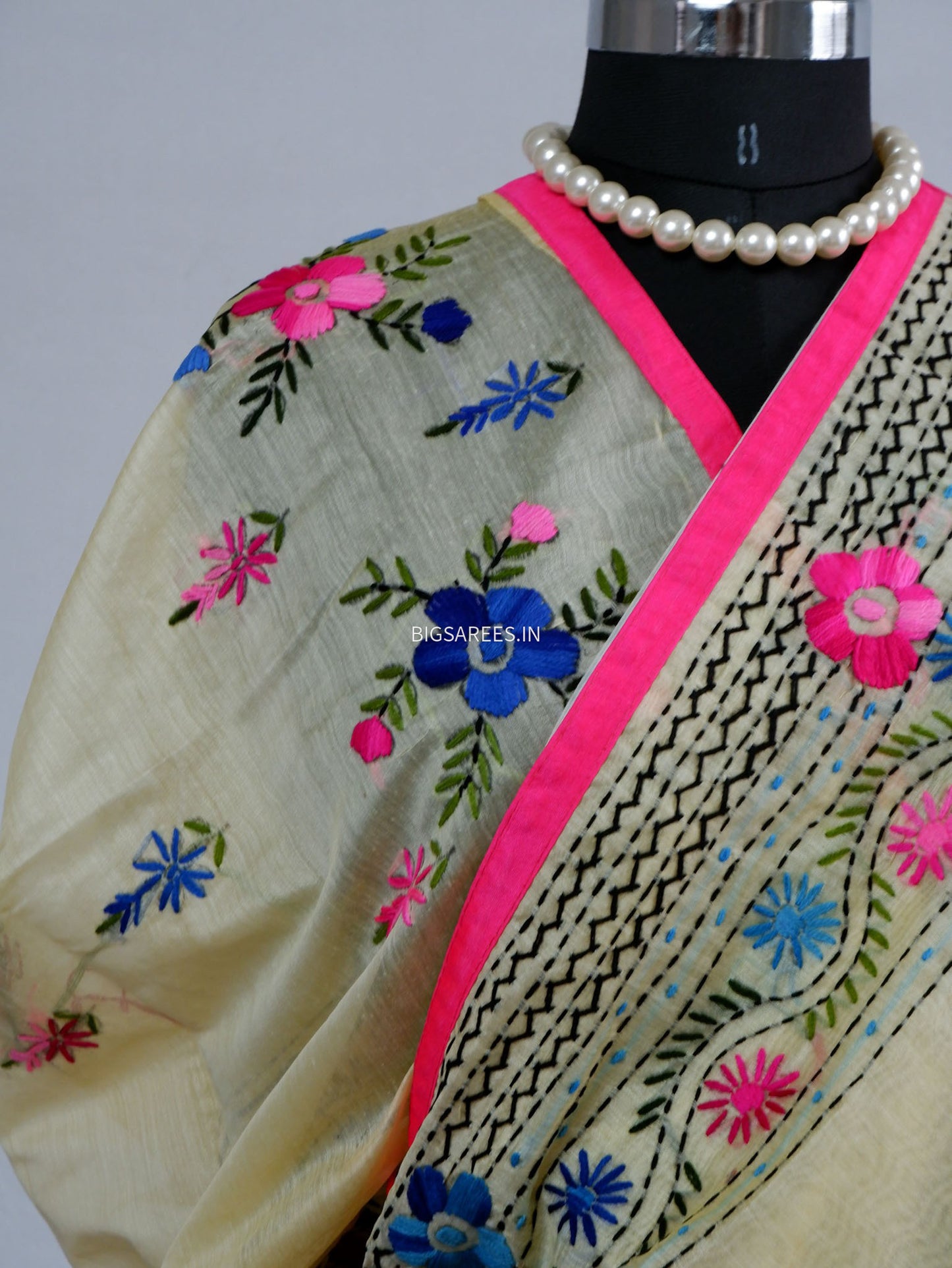 Phulkari Hand-Embroidered Saree | Chanderi Silk |