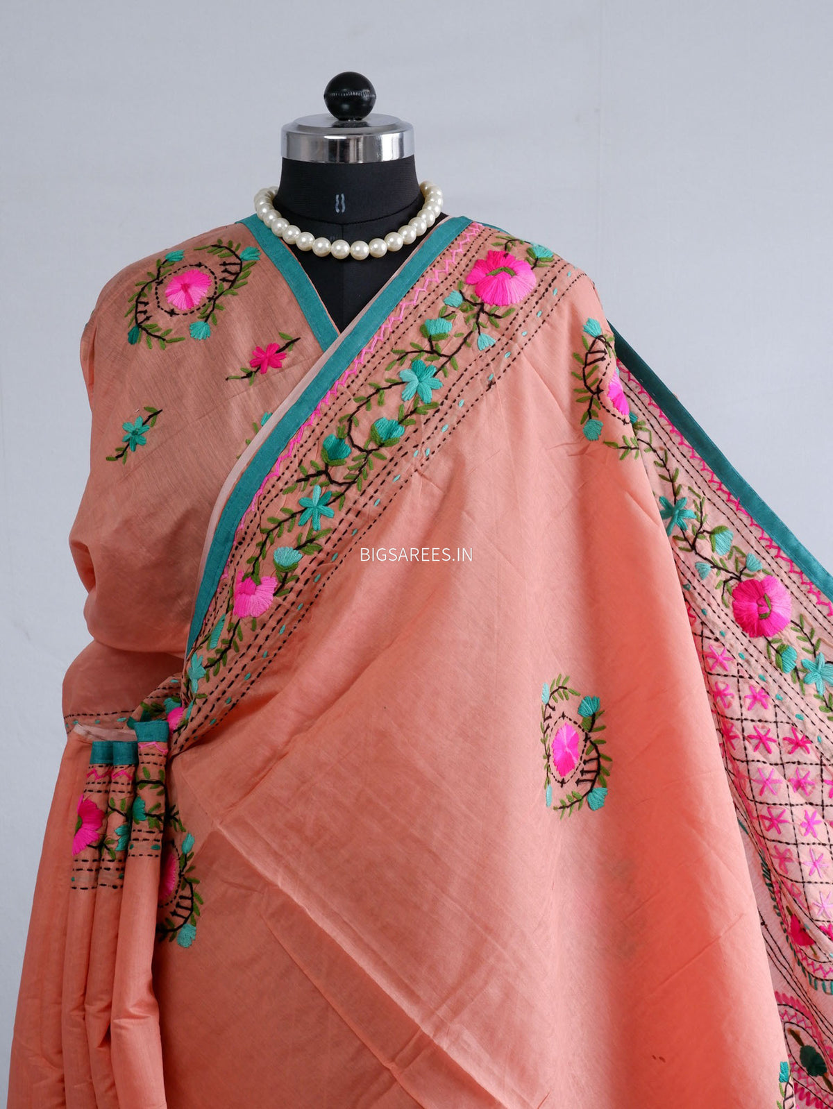 Phulkari Hand-Embroidered Saree | Chanderi Silk |