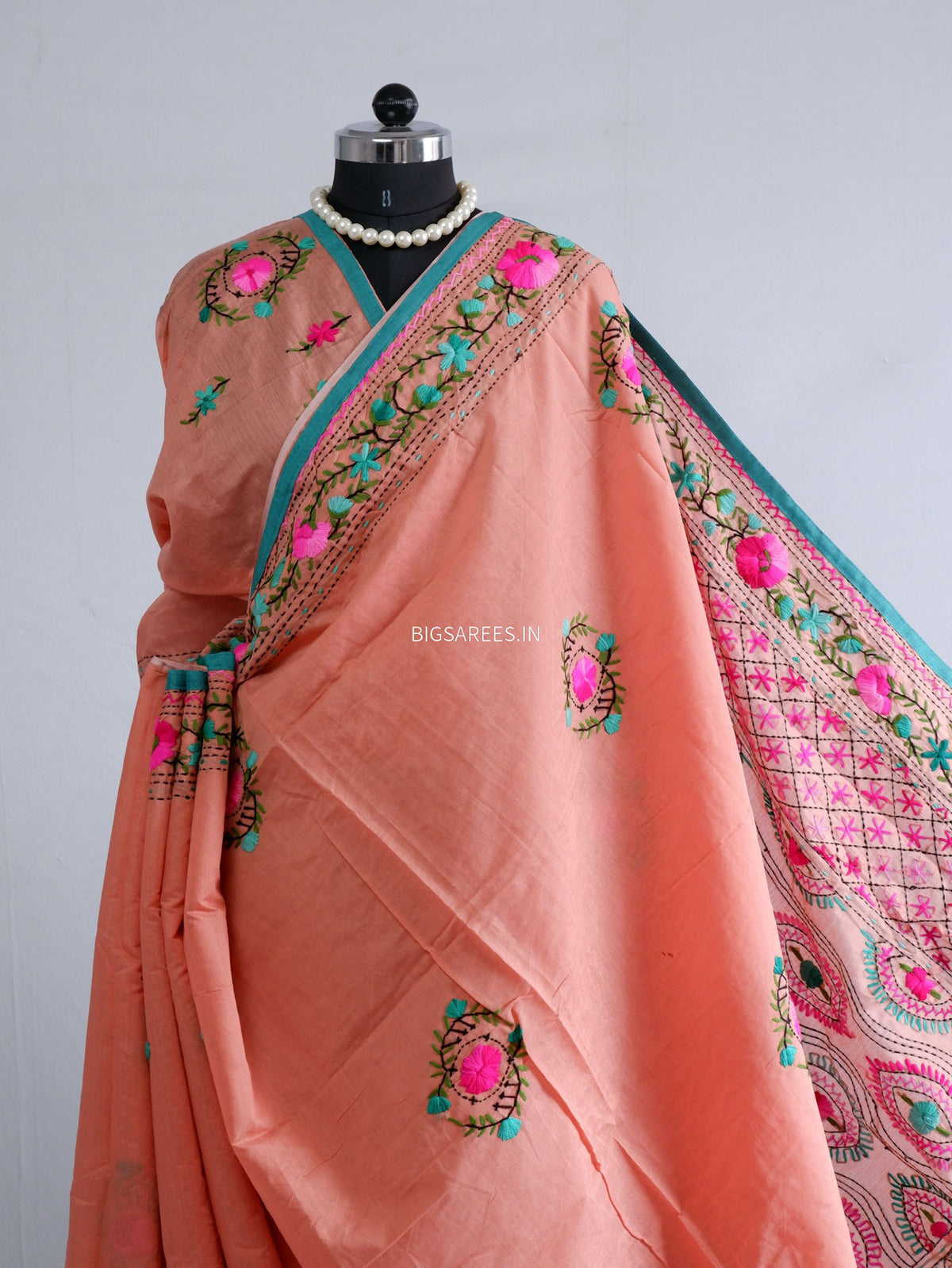 Phulkari Hand-Embroidered Saree | Chanderi Silk |