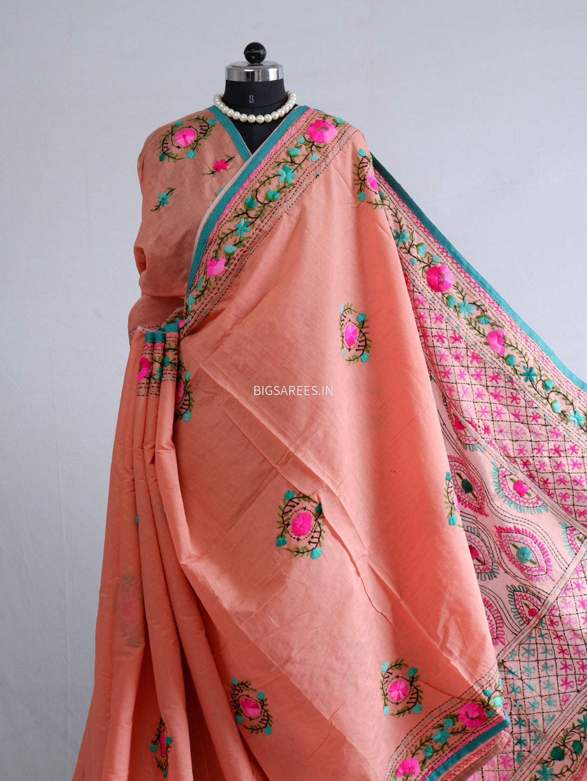 Phulkari Hand-Embroidered Saree | Chanderi Silk |
