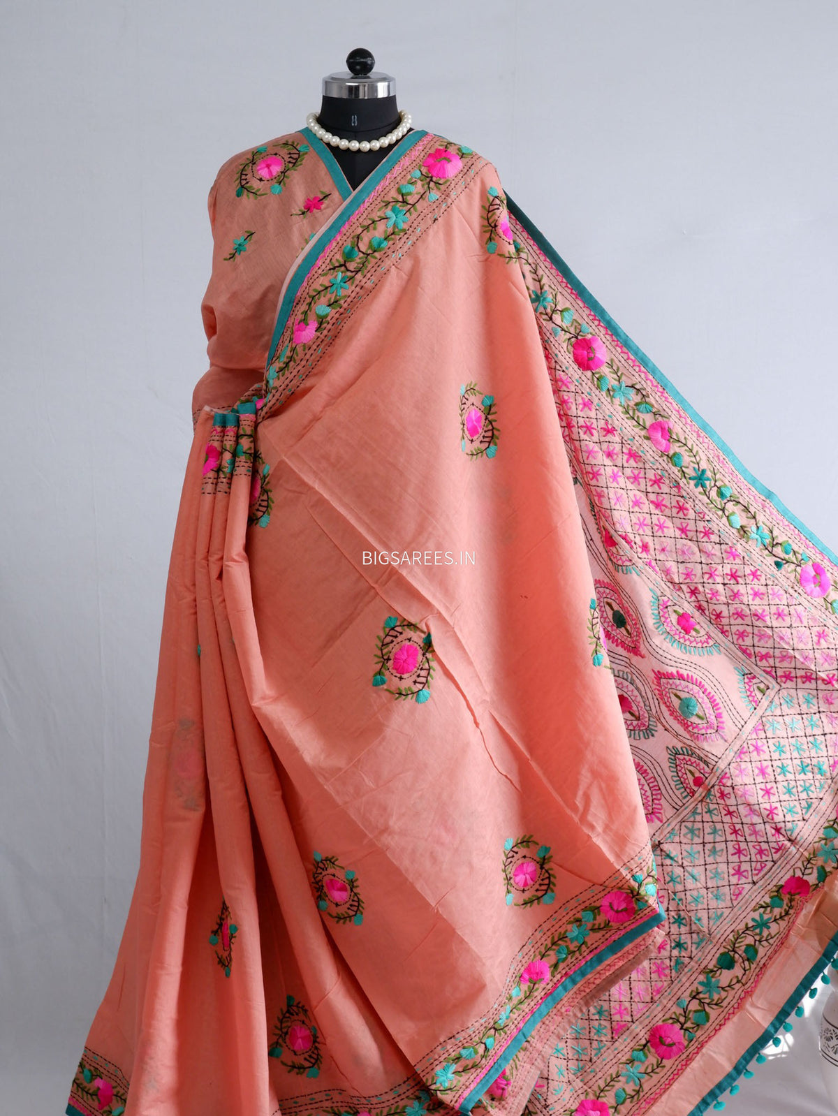 Phulkari Hand-Embroidered Saree | Chanderi Silk |