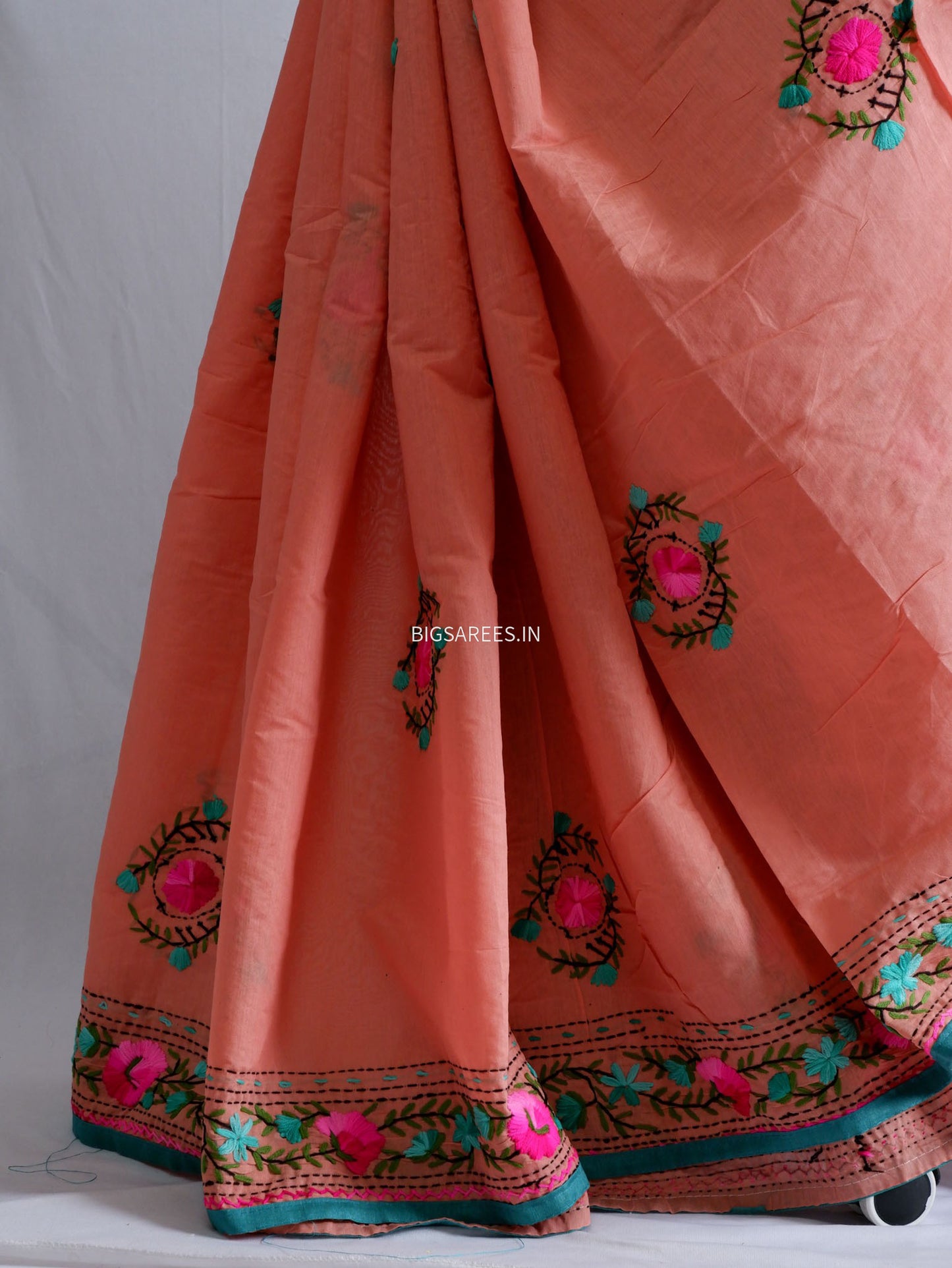 Phulkari Hand-Embroidered Saree | Chanderi Silk |