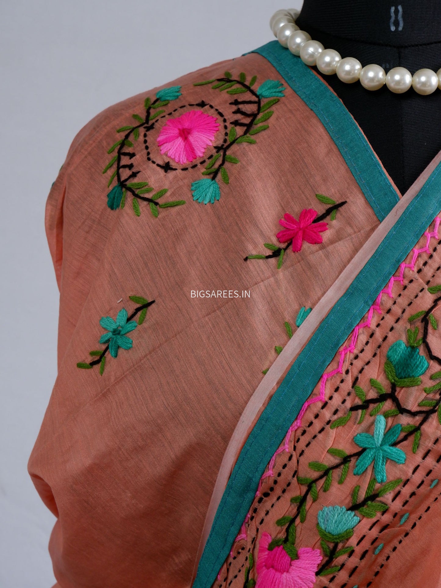 Phulkari Hand-Embroidered Saree | Chanderi Silk |