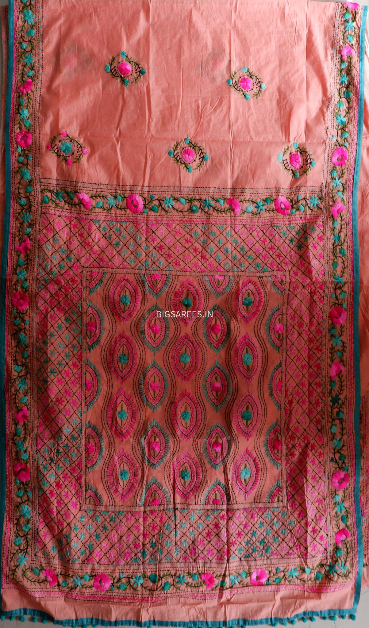 Phulkari Hand-Embroidered Saree | Chanderi Silk |