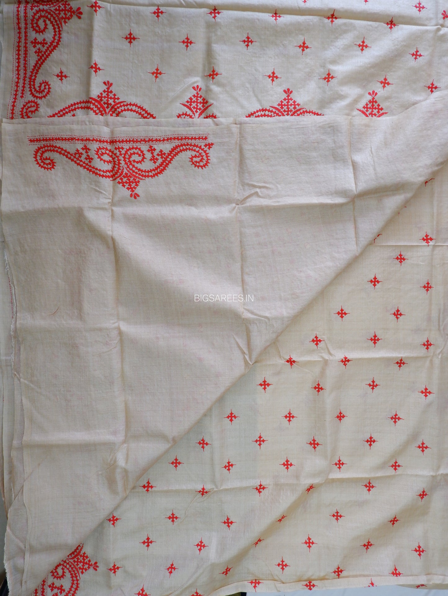 Kutchi Hand Embroidered Saree | Gachi Tassar Silk | Silk Marked | Off White