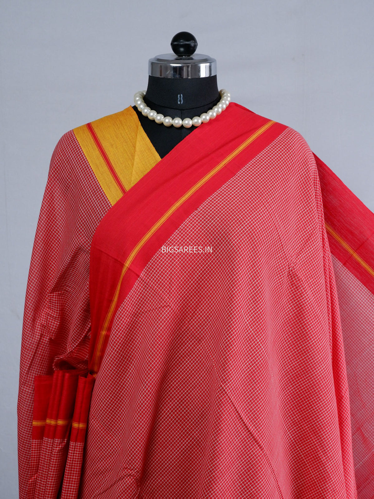 Ilkal Handwoven Cotton Saree | Handloom Marked | Red