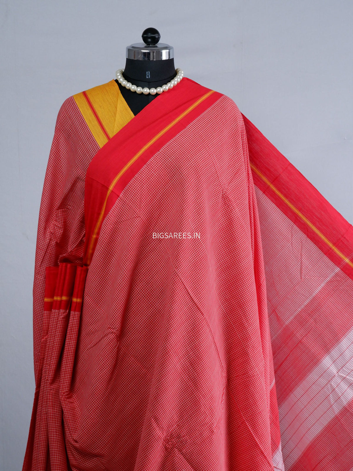 Ilkal Handwoven Cotton Saree | Handloom Marked | Red
