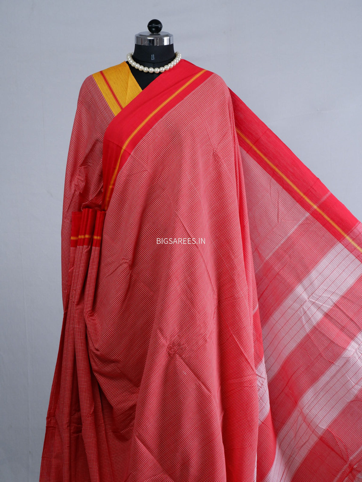 Ilkal Handwoven Cotton Saree | Handloom Marked | Red