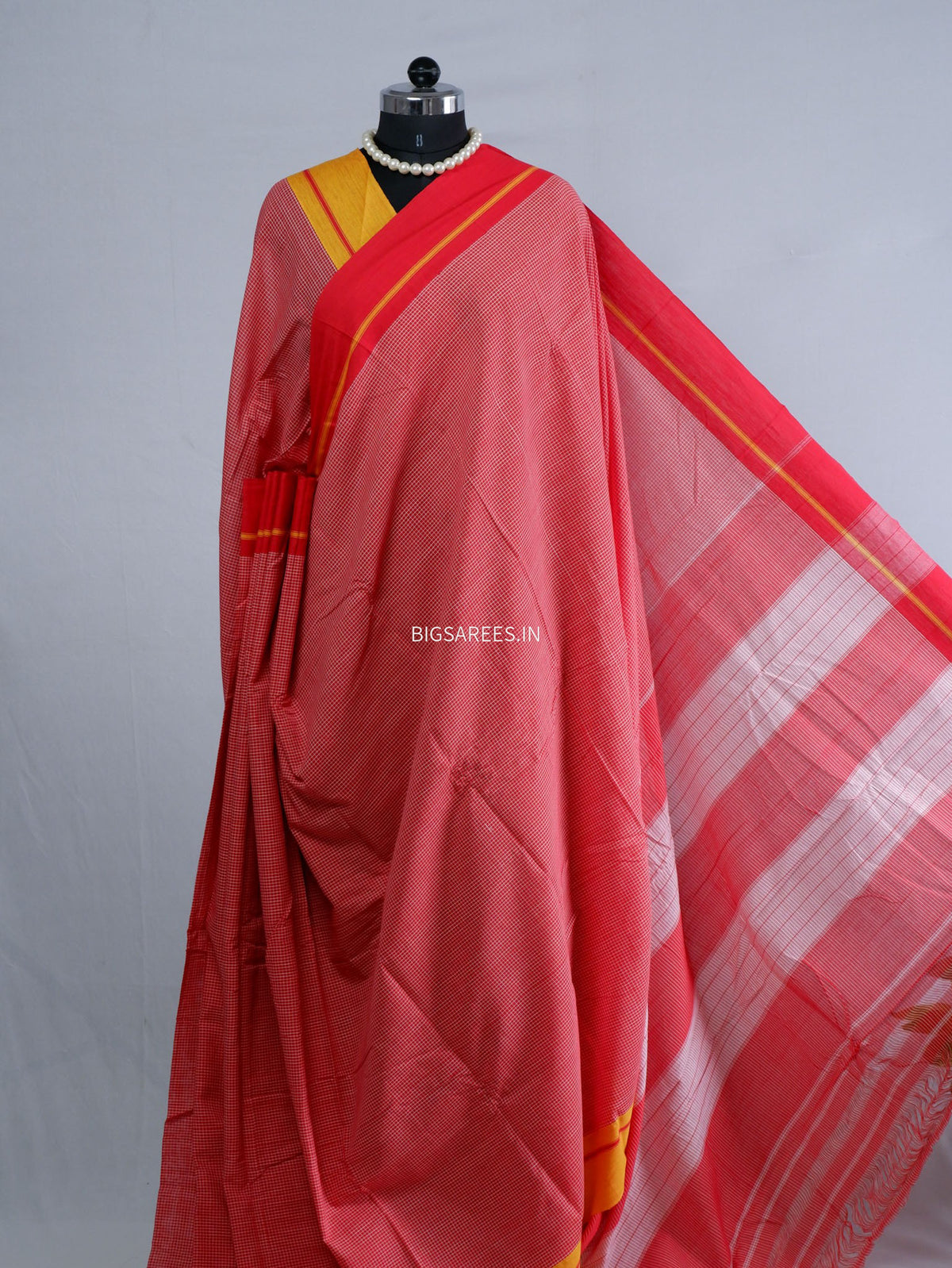 Ilkal Handwoven Cotton Saree | Handloom Marked | Red