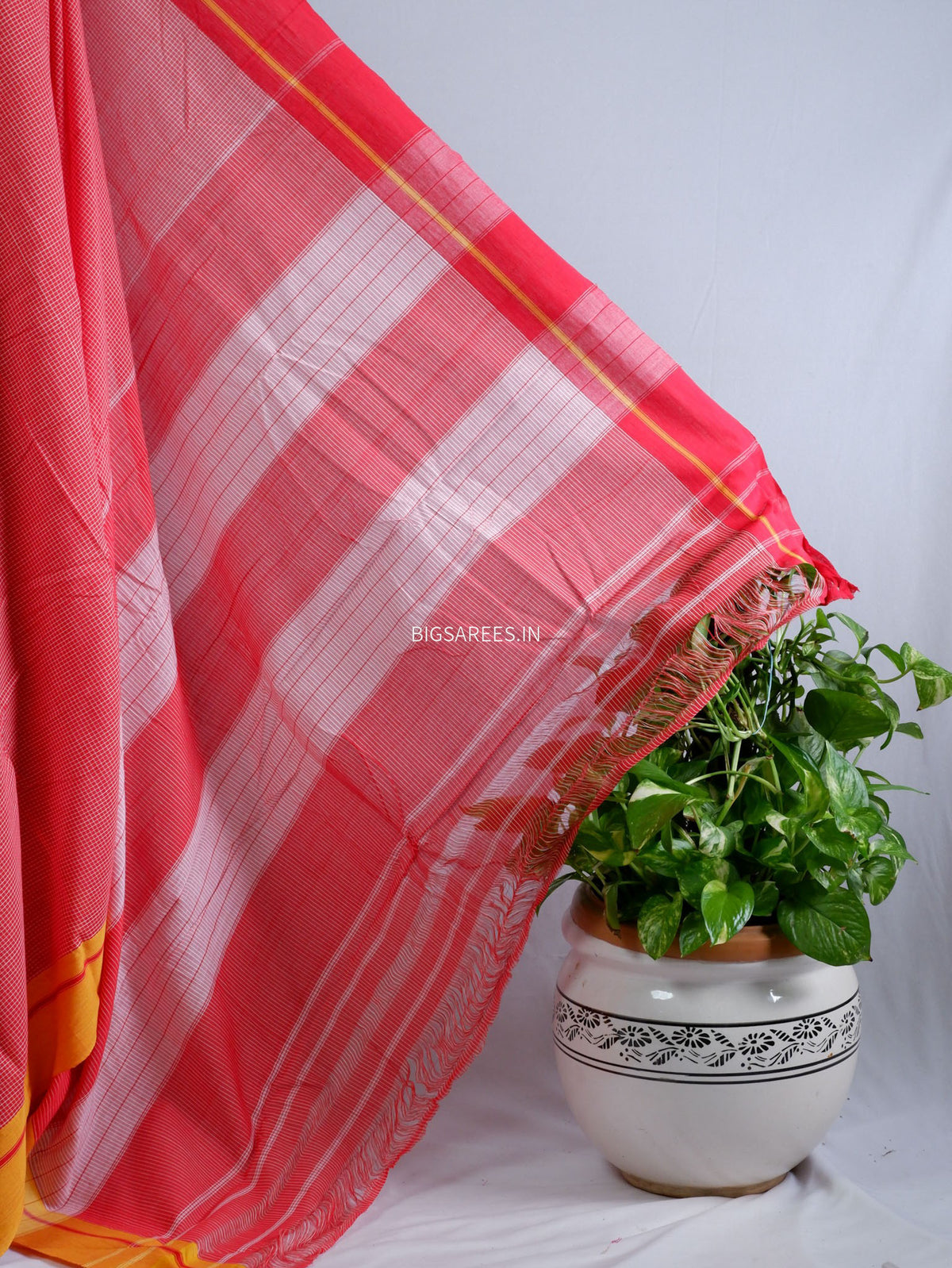Ilkal Handwoven Cotton Saree | Handloom Marked | Red