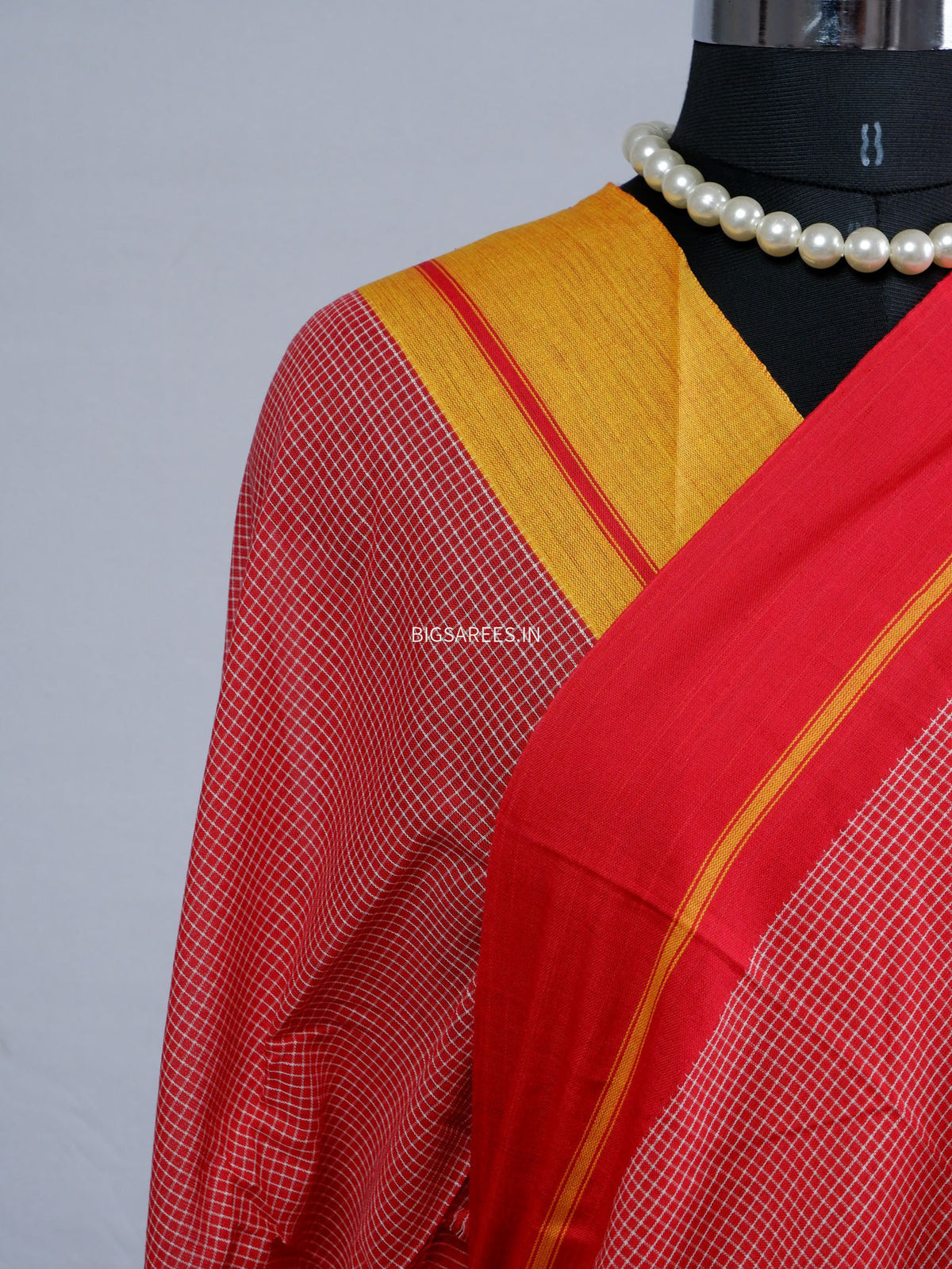 Ilkal Handwoven Cotton Saree | Handloom Marked | Red