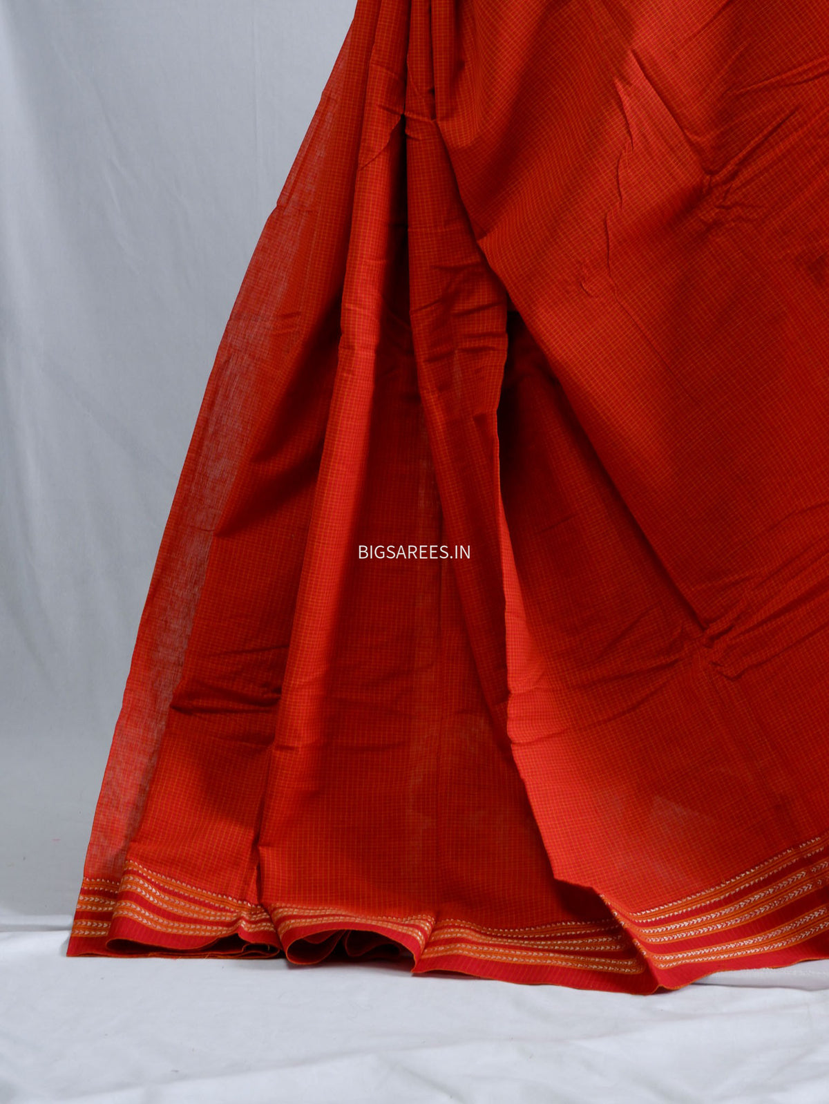 Ilkal Handwoven Cotton Saree | Handloom Marked | Orange