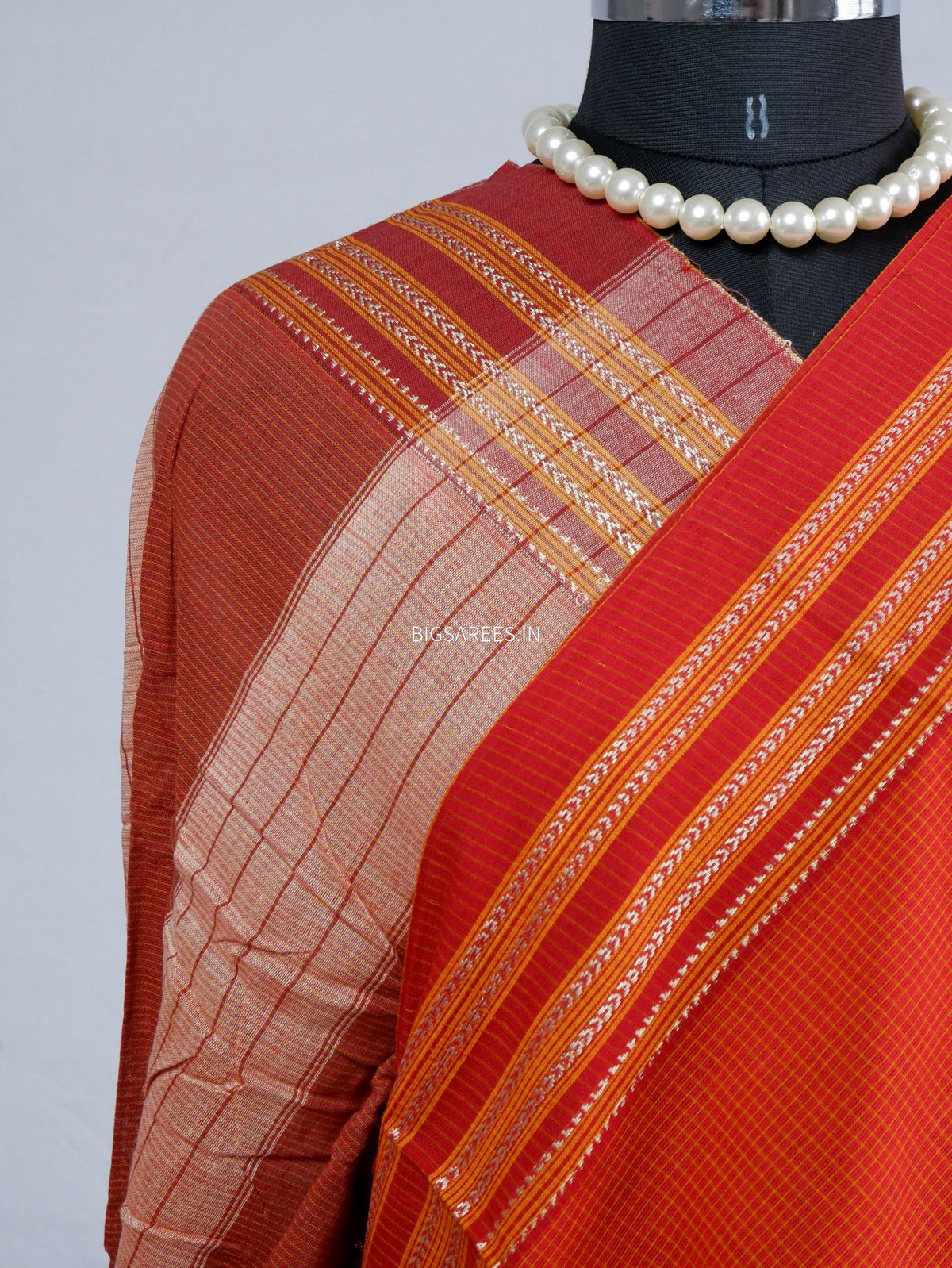 Ilkal Handwoven Cotton Saree | Handloom Marked | Orange
