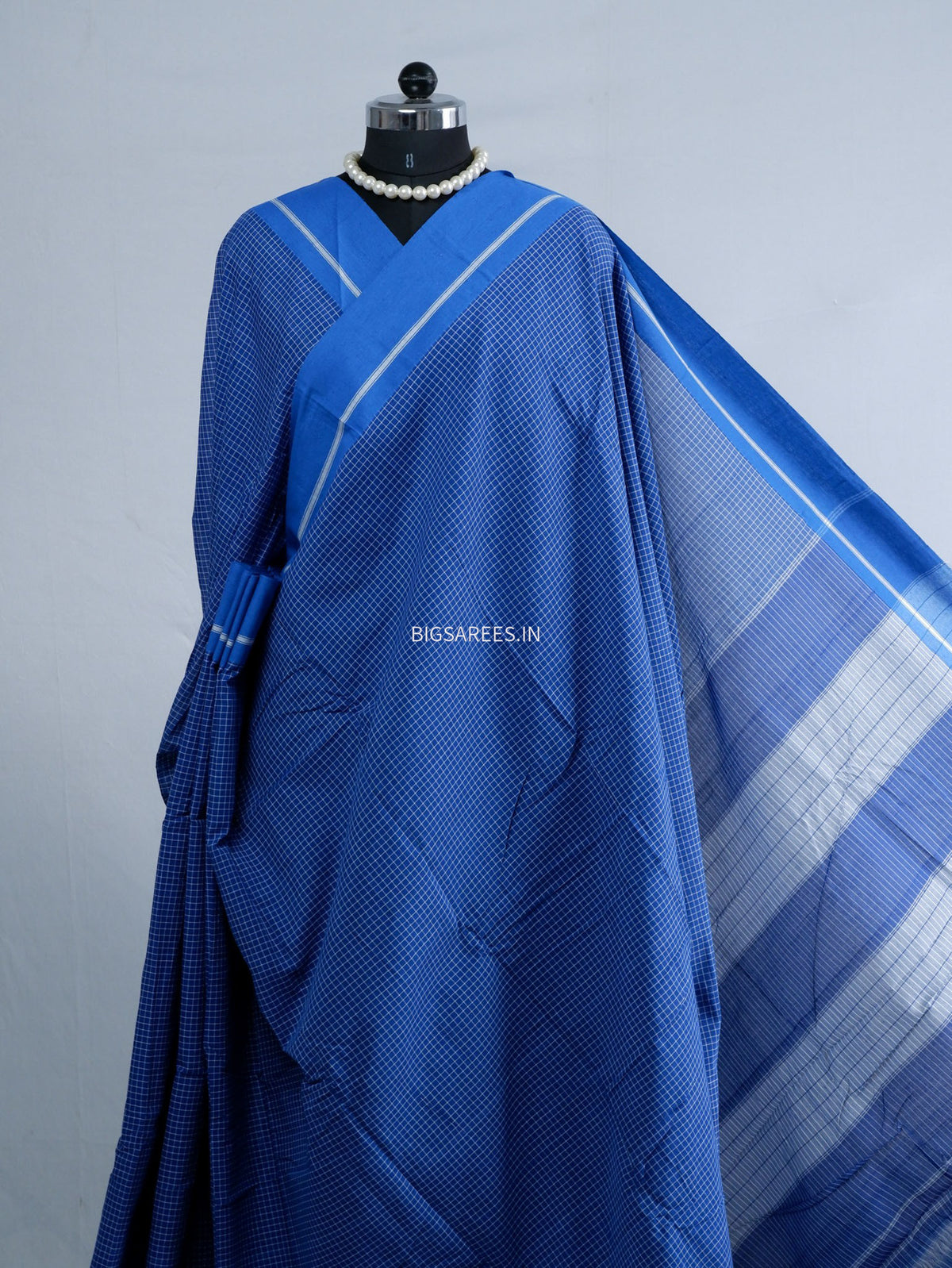 Ilkal Handwoven Cotton Saree | Handloom Marked | Blue