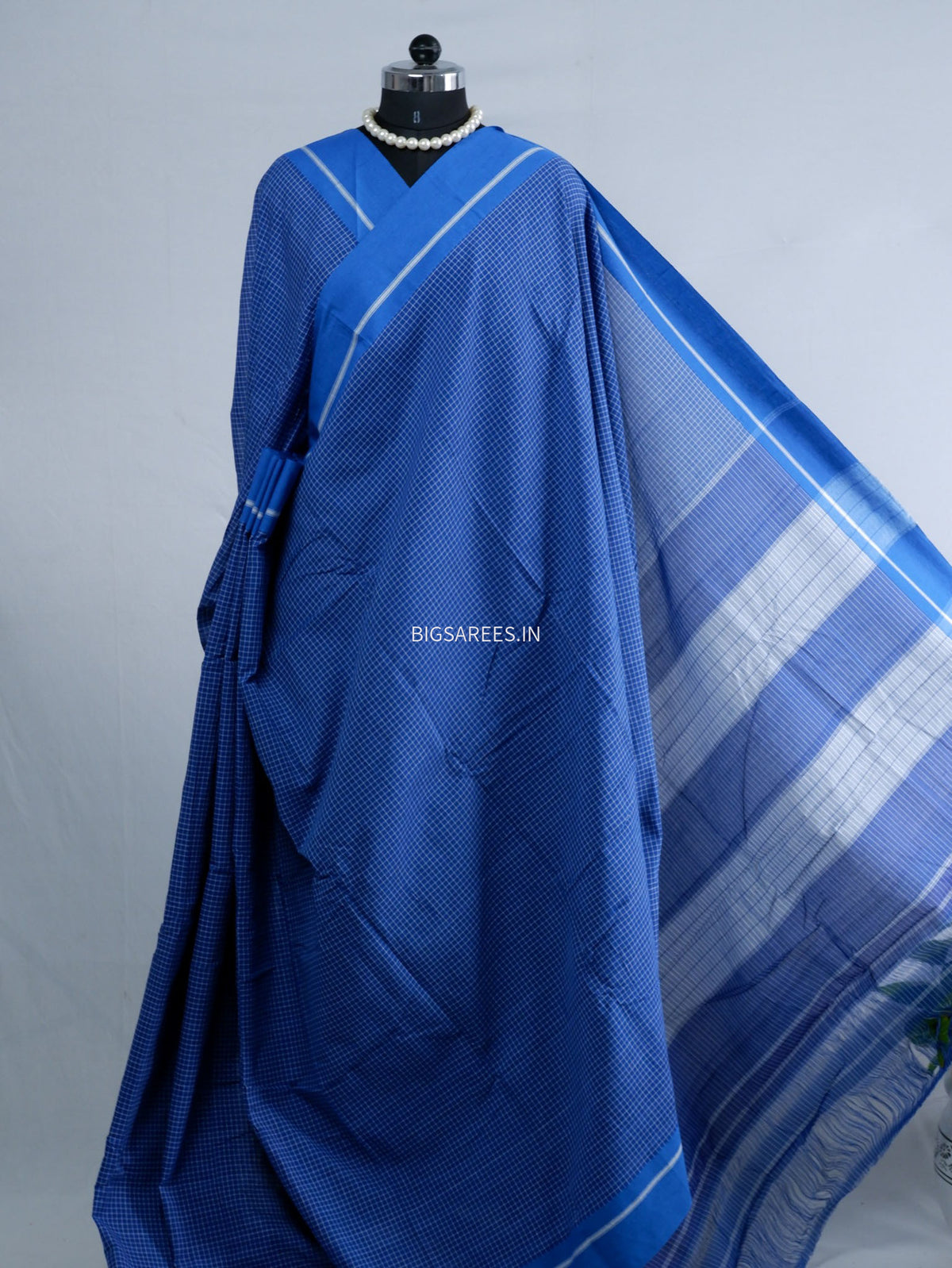 Ilkal Handwoven Cotton Saree | Handloom Marked | Blue