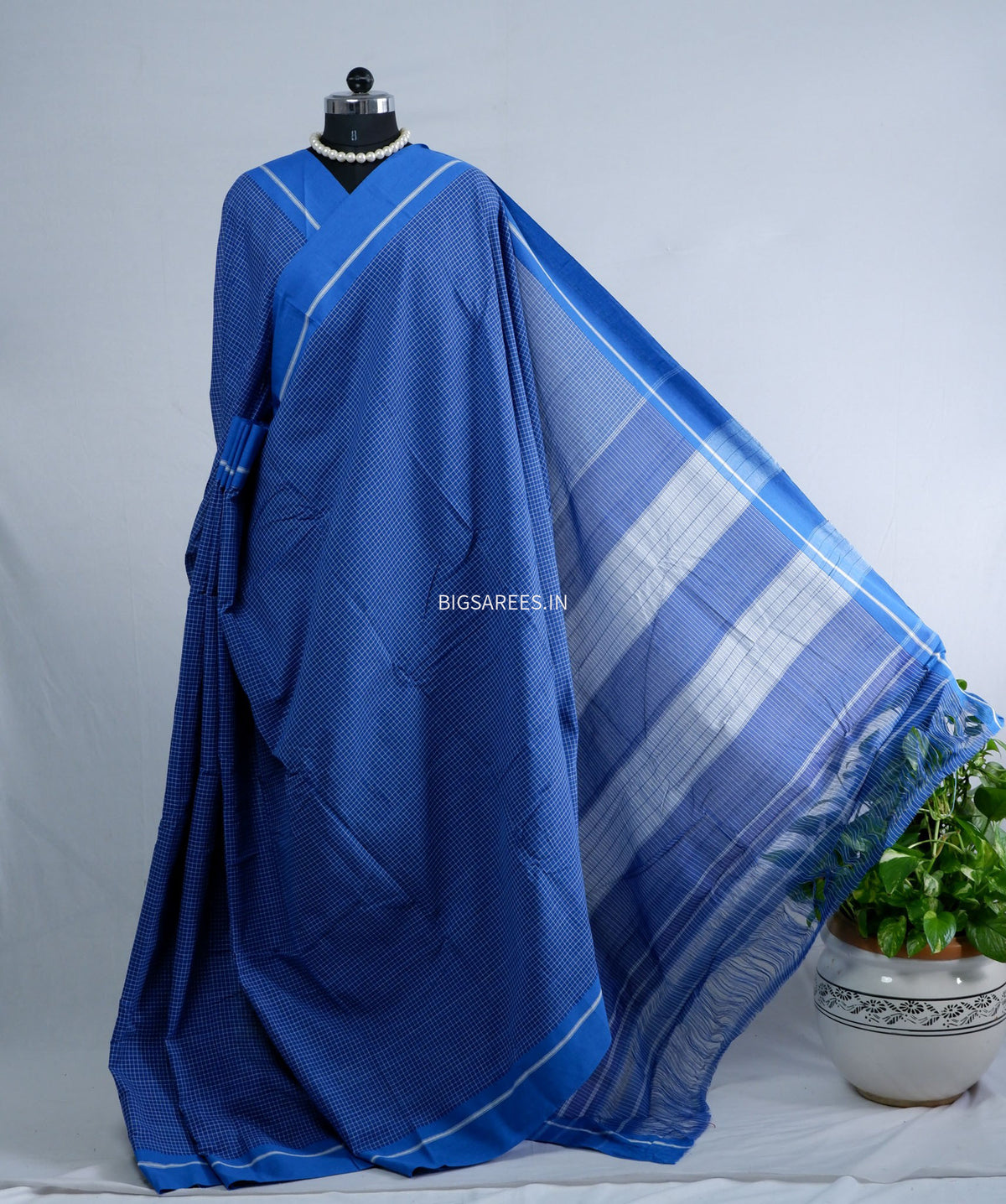 Ilkal Handwoven Cotton Saree | Handloom Marked | Blue