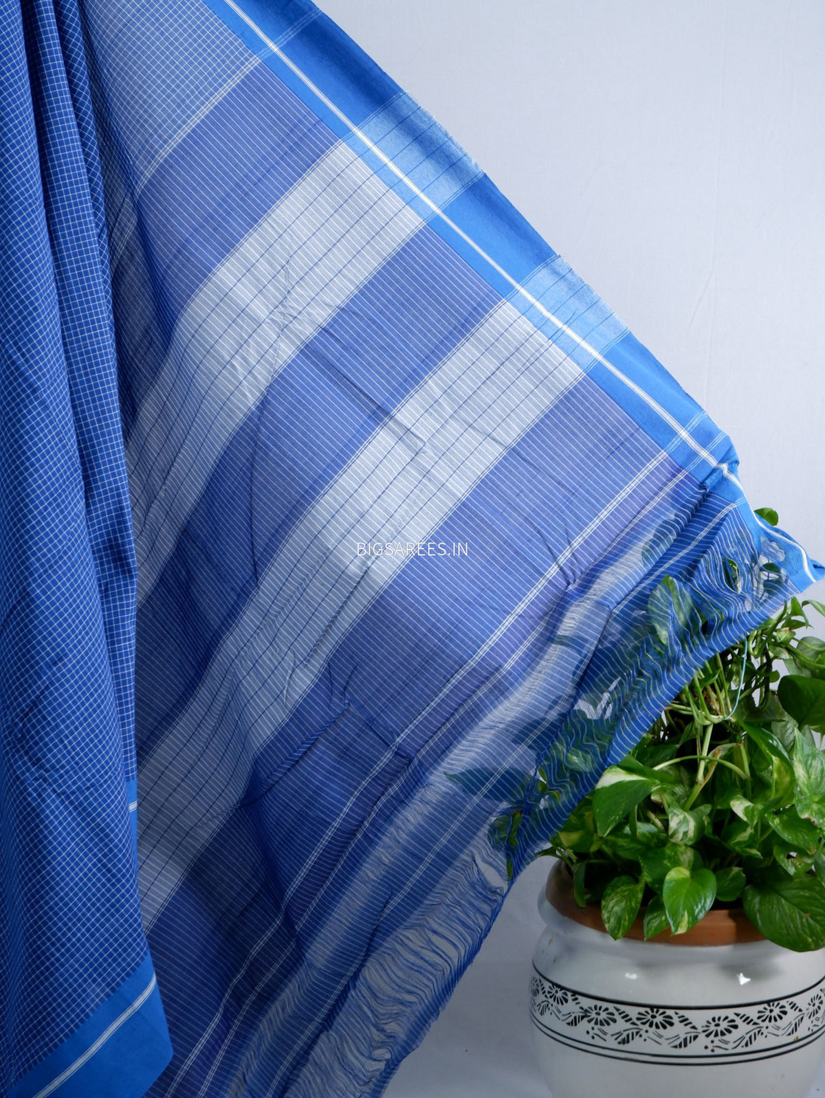 Ilkal Handwoven Cotton Saree | Handloom Marked | Blue